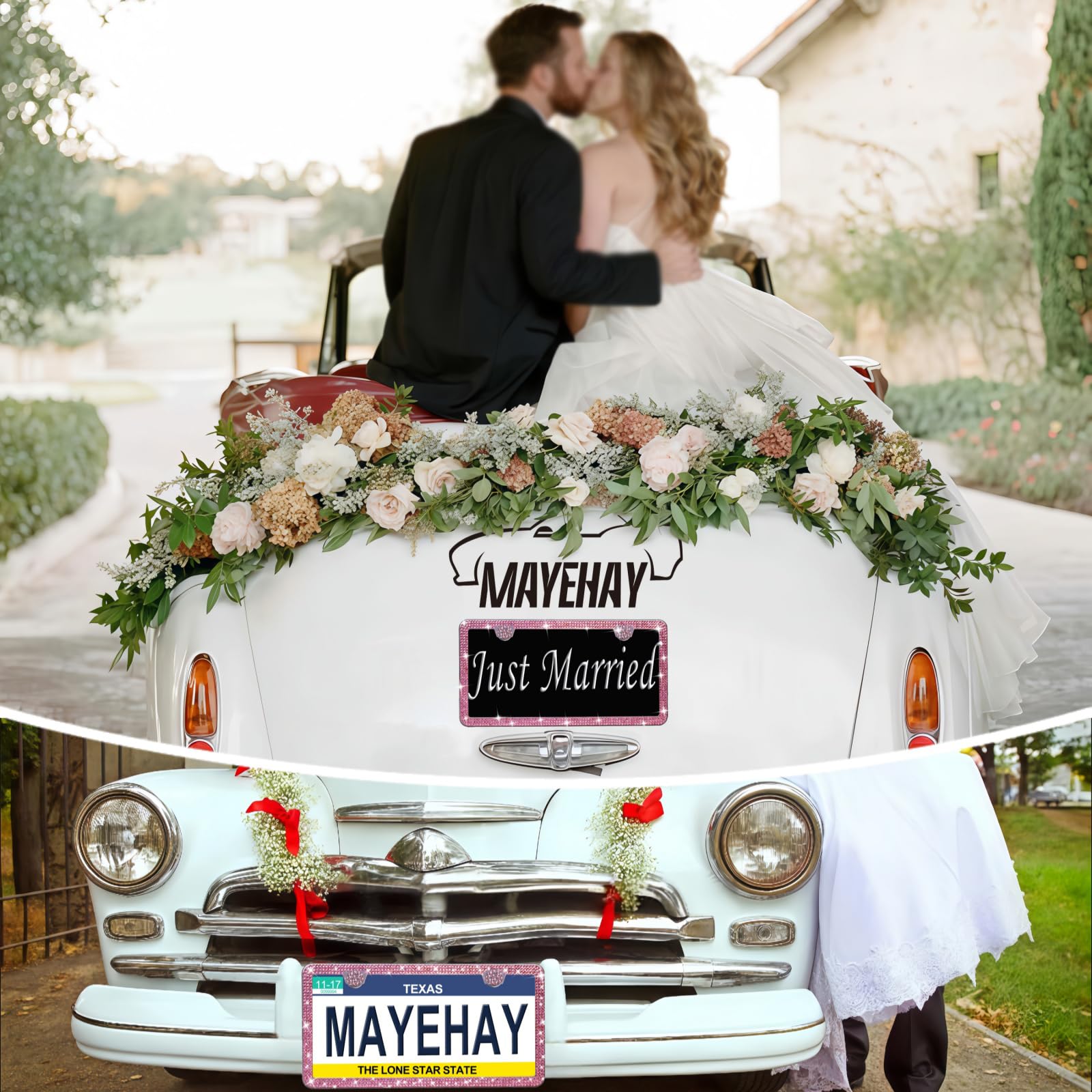 Pink License Plate Frame 1 Pack Bling Rhinstone License Plate Frames For Women Sparkle License Plate Cover Diamond License Plate