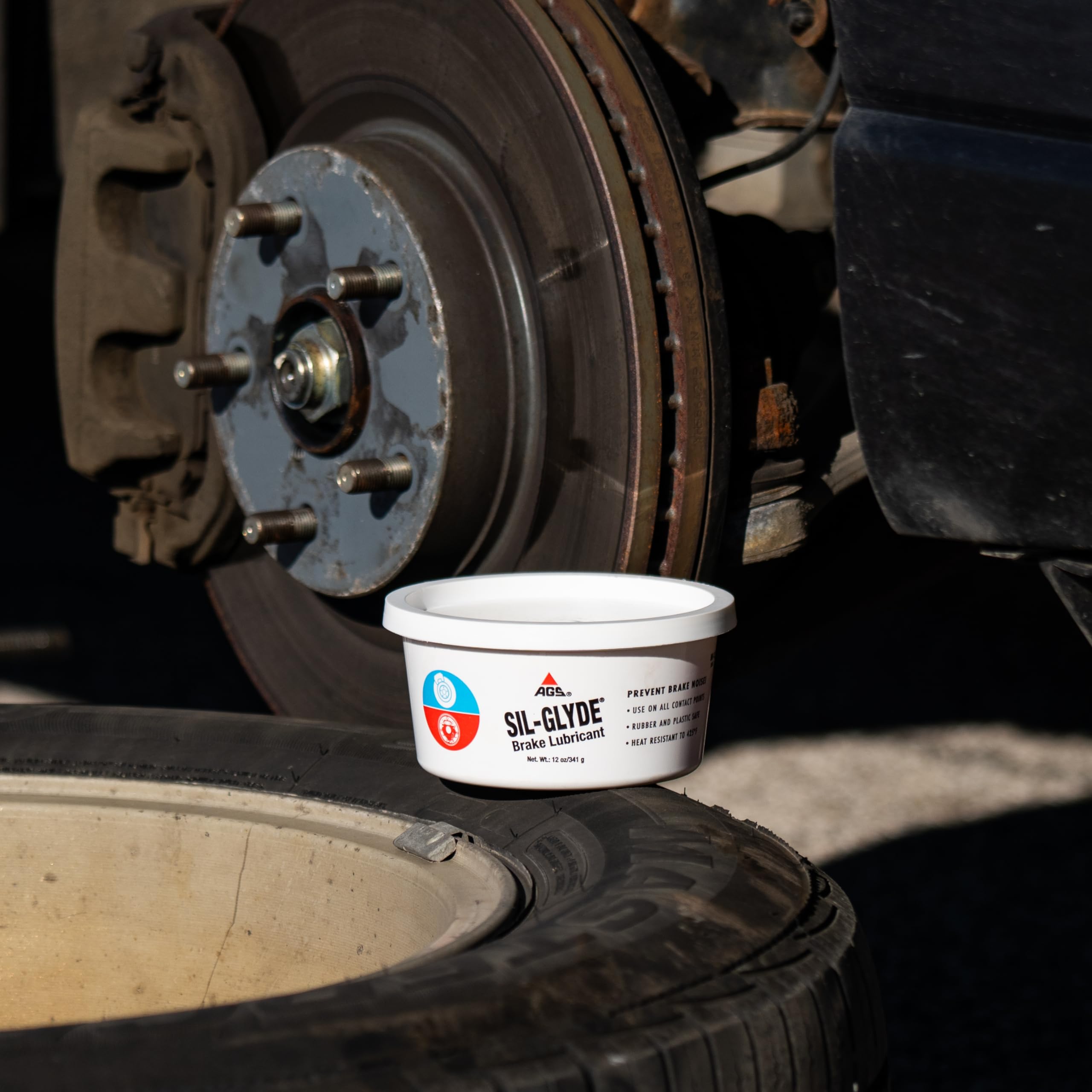 Ags Automotive Solutions Sil-Glyde 12 Oz Tub Silicone Based Brake Assembly Lubricant For Eliminating Disc Brake Squeal - Moisture Proof, Heat Resistant, Rust And Corrosion Protector