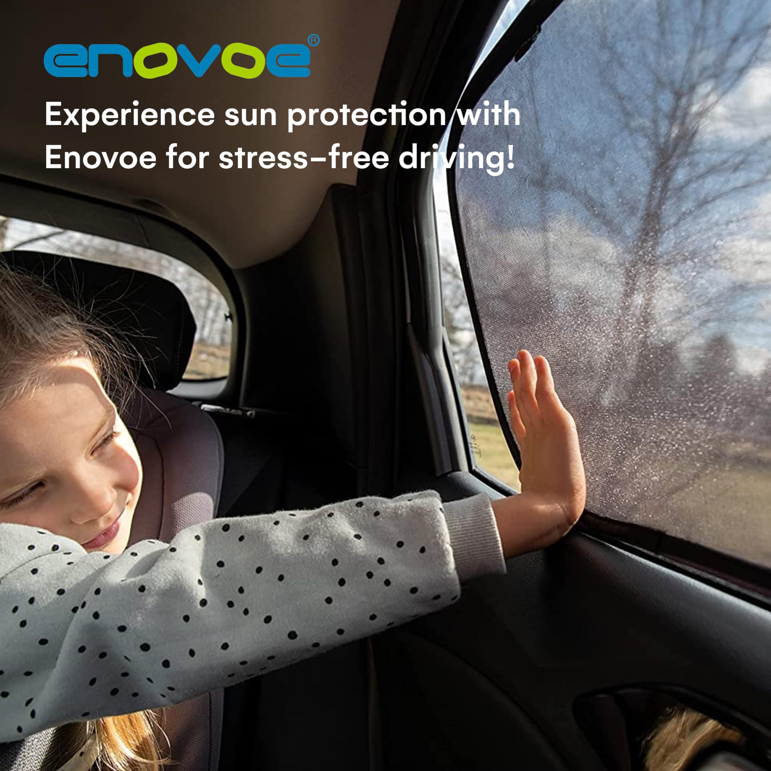 Enovoe Car Window Shade for Baby - 4 Pack Medium 19x12 - UV Protection Cling Sun Shades for Side Windows