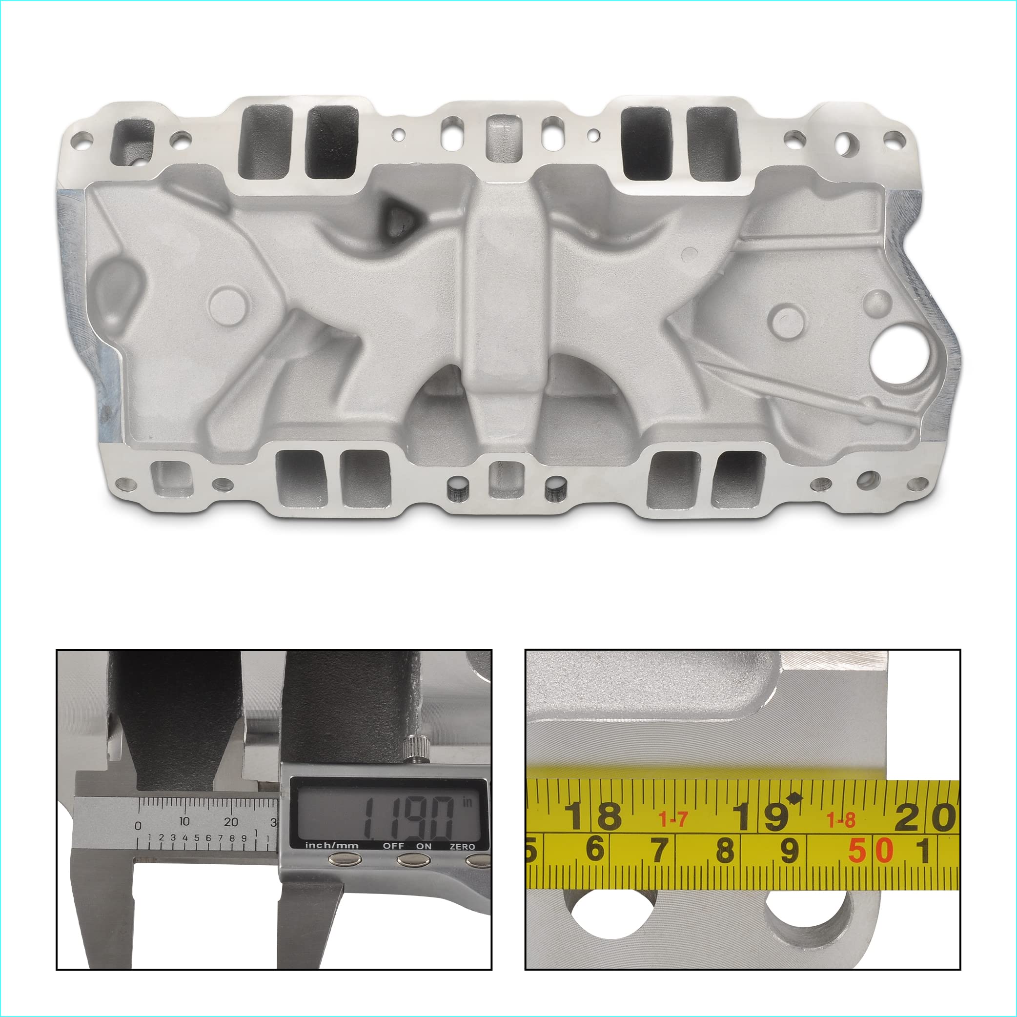 FGJQEFG Intake Manifold Aluminum Satin Compatible with Small Block Chevy SBC 305 327 350 400 1957-1986