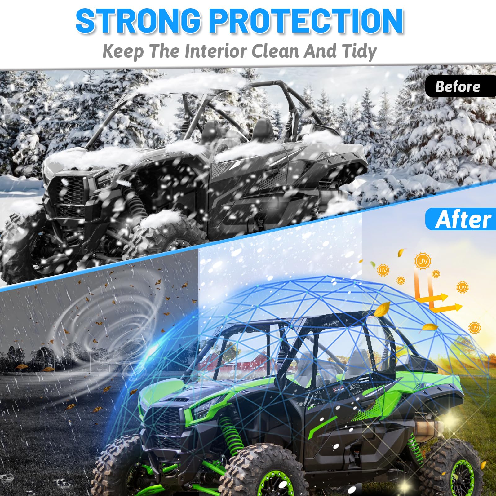 StarknightMT Upgraded Soft Upper Doors Compatible with 2025 2024 2023 2022 2021 2020 Kawasaki Teryx KRX 1000,Soft Cab Doors Top