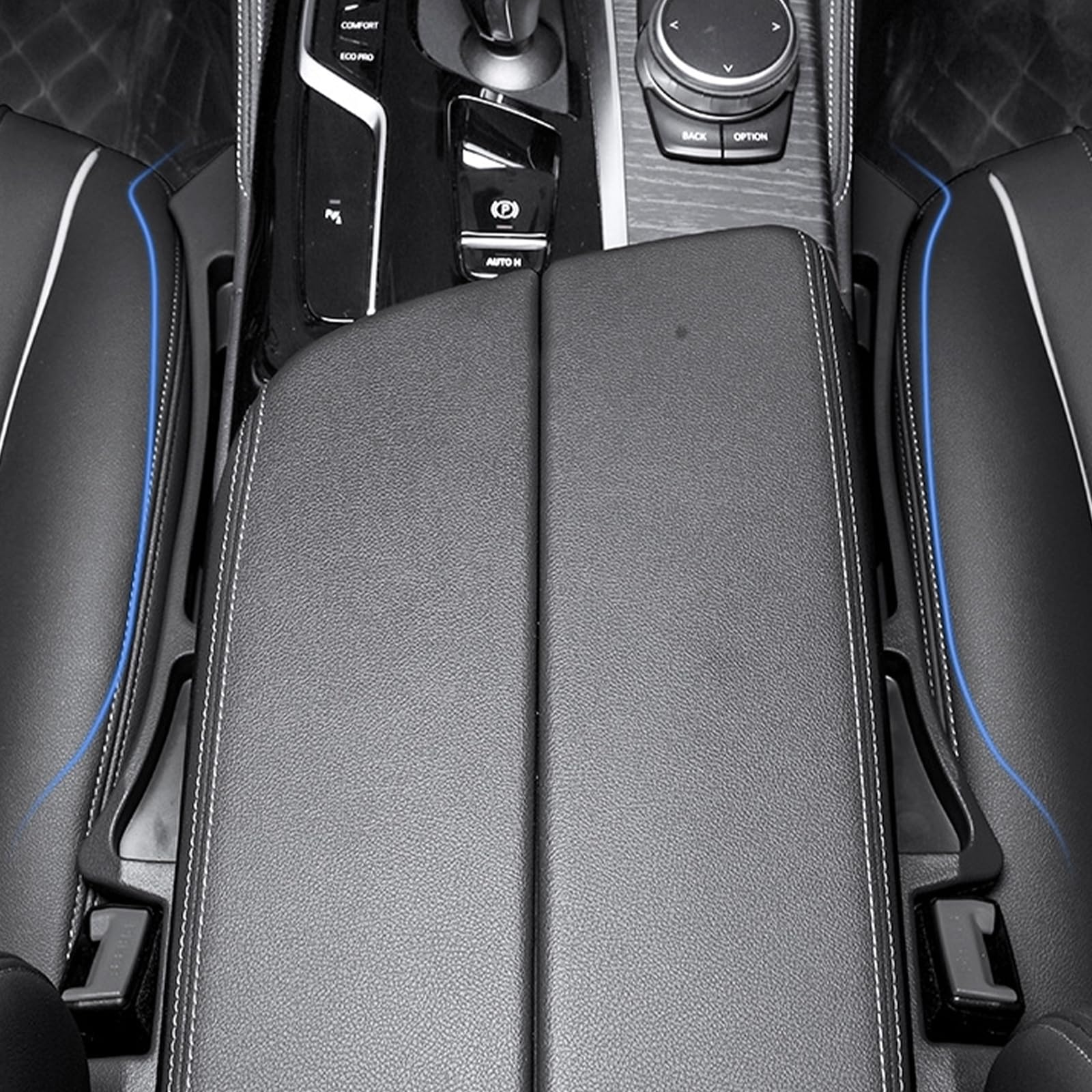 ZELONUUS Car Seat Side Gap Filler 2 Pack, Drop Stop Car Seat Gap Filler With Seat Belt Holes, Car Organizer Inserts Storage Box