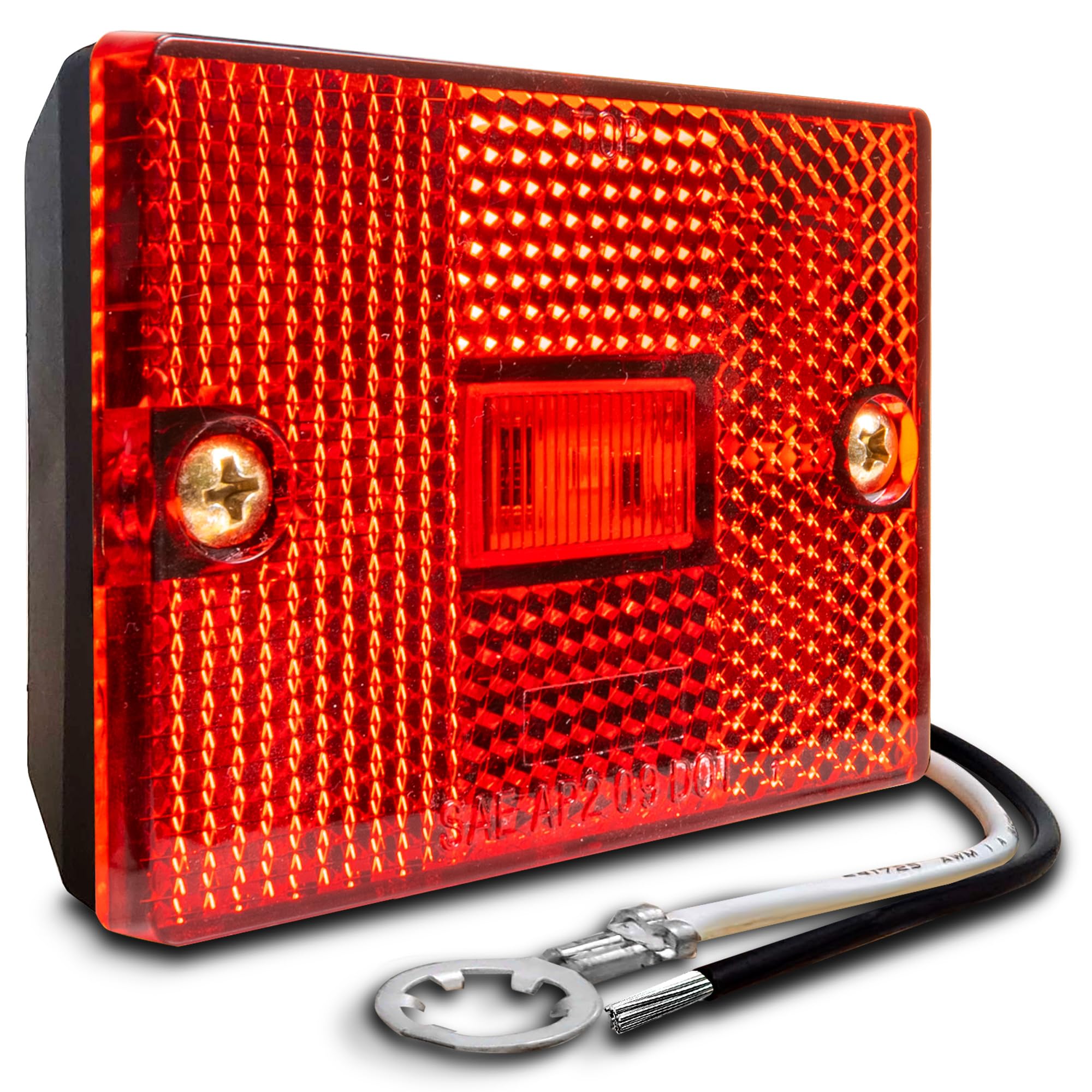 True Mods 2X3 3X2 Inch Red Led Stud-Mount Side Marker Light [Dot Fmvss-108] [Sae Ap2] [Ip67 Waterproof] [Integrated Reflector] F