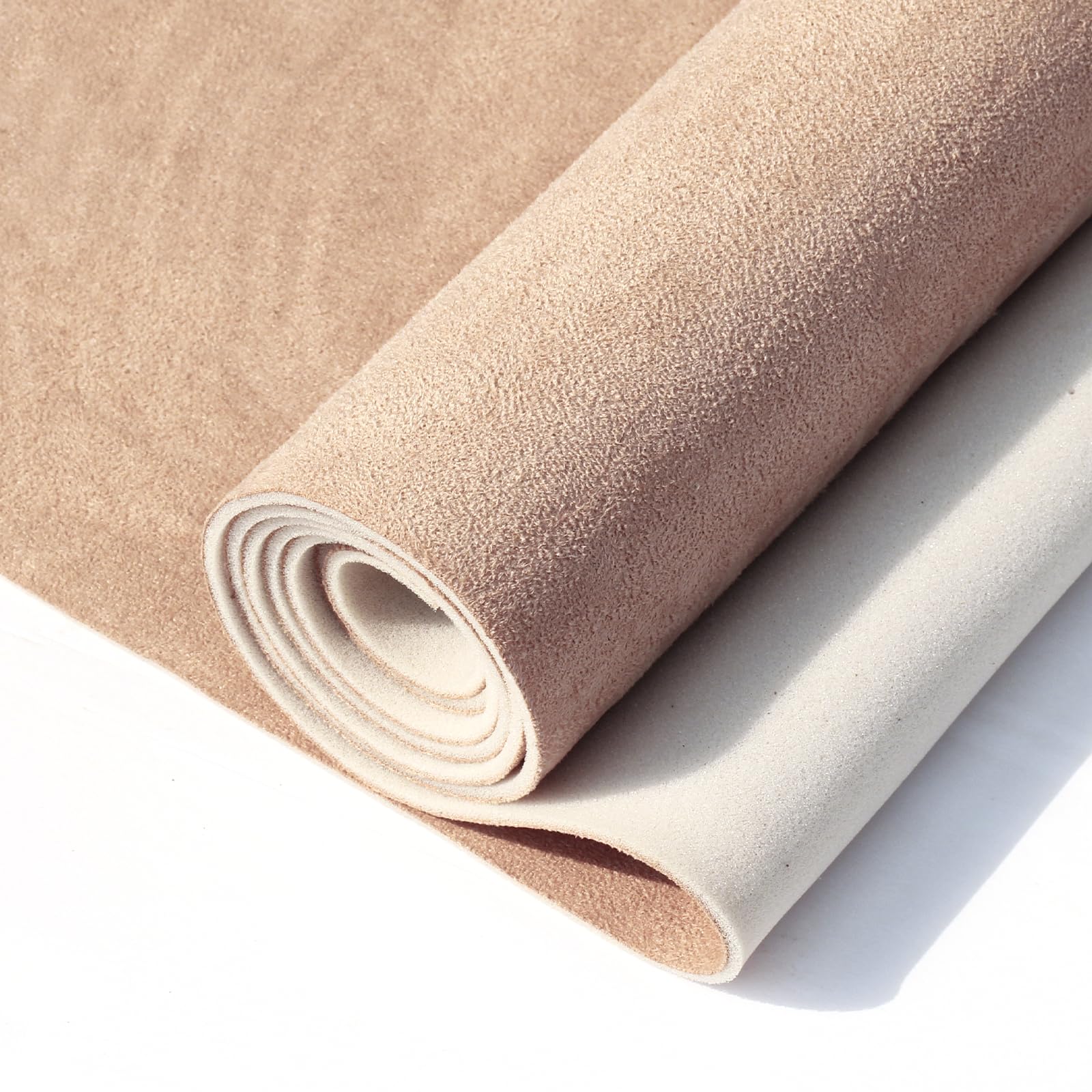 Hiksuky Suede Auto Headliner Fabric 36'' L    60'' W With Foam Backing - Beige Interior Replacement Material For Car/Truck/Suv/R