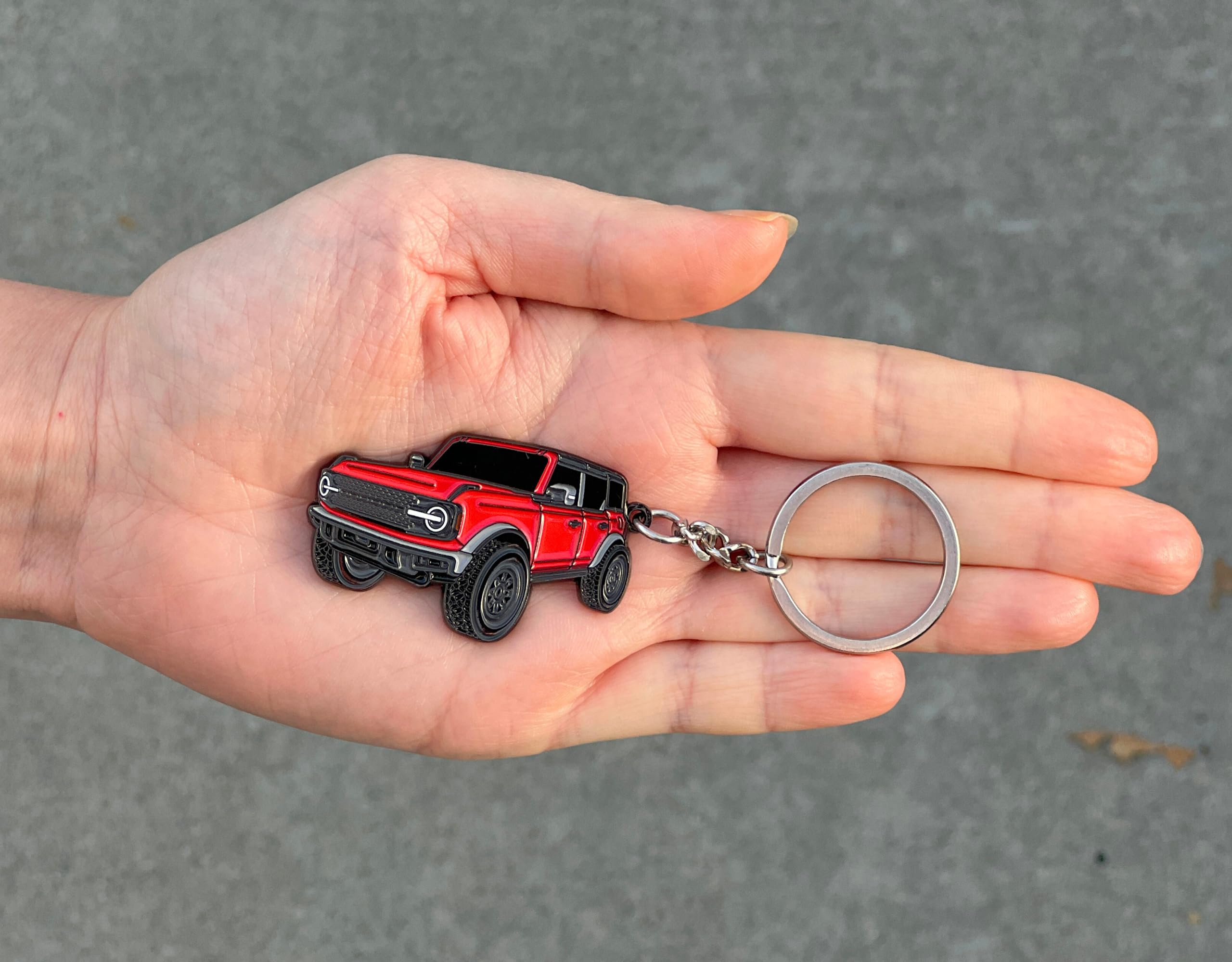 Four Wheel Beast Bronco Keychain Accessories 4 Door Key Chain Fob Cover Cool Mods Compatible With Ford Bronco 2021 2022 (Red)