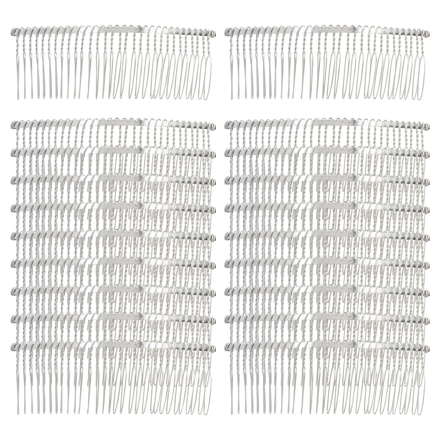 Lawie 20 Pack Bulk 30 Teeth Large Wide Metal Silver Side Hair Combs Base Wire Twist Hair Comb Clips Wedding Bridal Veil Combs Decorative Headpiece French Twist Updo Bun Holder Accessories-New