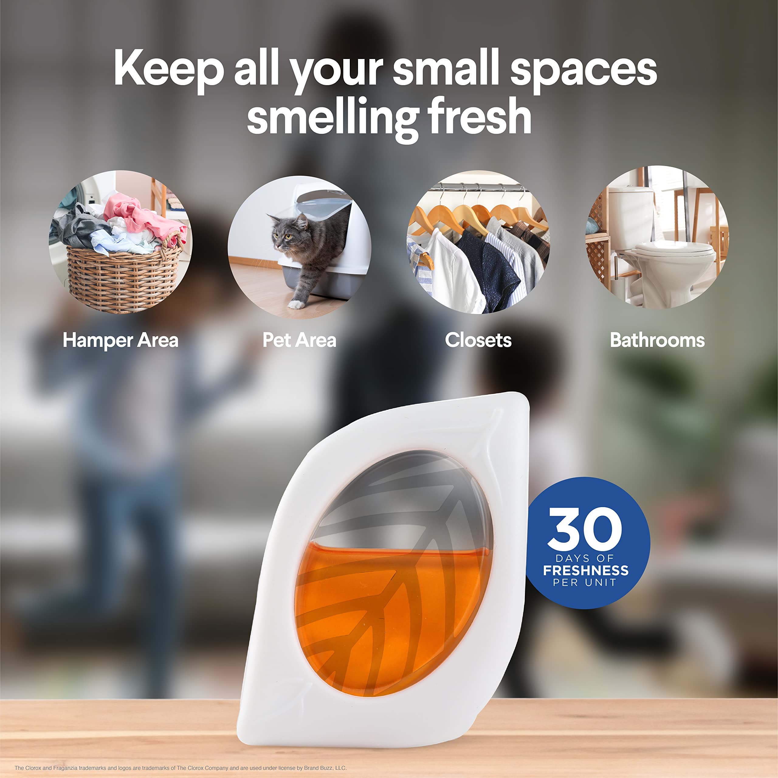 Clorox Fraganzia Air Freshener 2-Pack | Hawaiian Escape Scent for Home & Bathroom | No-Plug, Battery-Free Freshness | Small Room