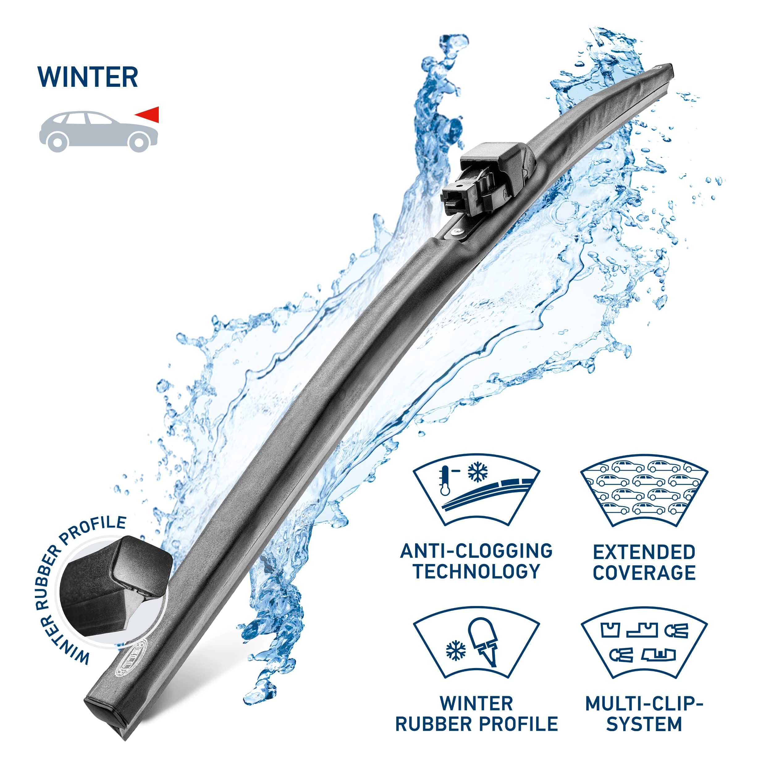 Hella Oe Quality 18 Inch Winter Rubber Wiper Blade (Single Blade) Fits Select Domestic, Asian And European Vehicles / 358004181