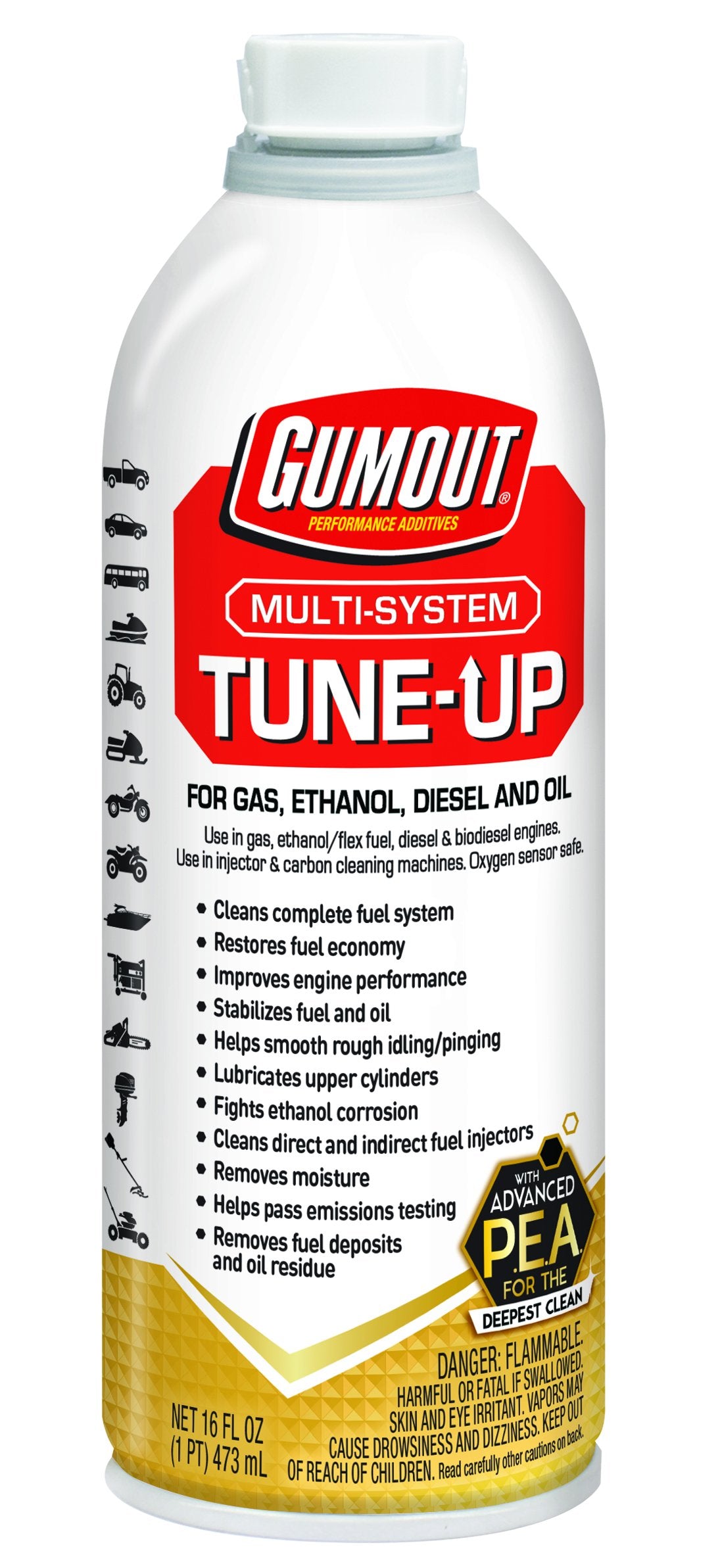 Gumout 510011 Multi-System Tune-Up, Fuel Stabilizer Injector Cleaner & Gas Treatment, 16 Oz, Full Fuel System Cleaner - Improves