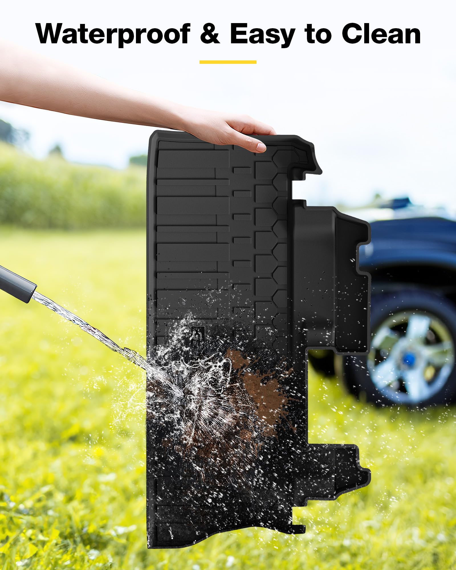 3W Cargo Liner Fit 2021-2024 2025 Toyota Sienna(With Spare Tire), Tpe All Weather Custom Fit Trunk Mat For Toyota Sienna, Black