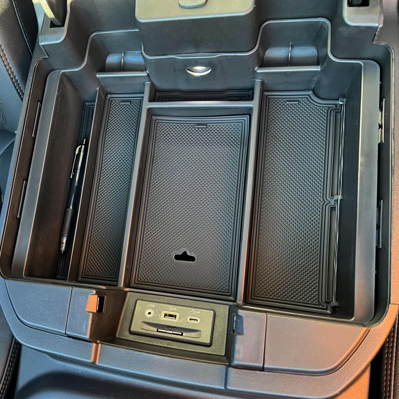 Zxiaochun Center Console Armrest Box Organizer Tray For 2019-2022 Chevy Silverado/Gmc Sierra 1500 And 2020-2023 Silverado/Sierra 2500/3500 Hd Accessories (Full Console W/Bucket Seats Only) Black Trim