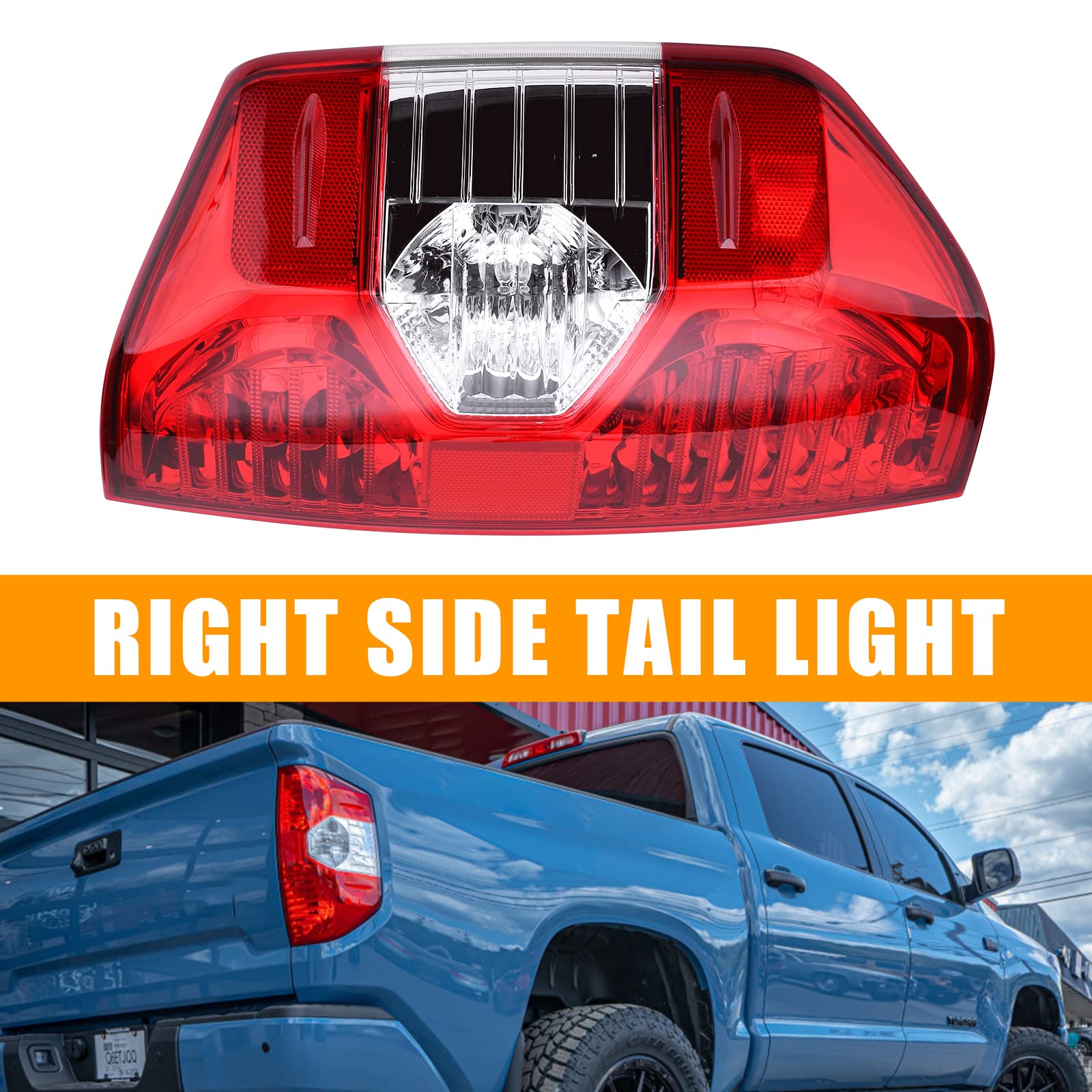 Nakuuly Tail Light for Toyota Tundra 2014-2021, Right Passenger Side, Black Taillight Assembly without Bulb, Replace# 81550-0C100