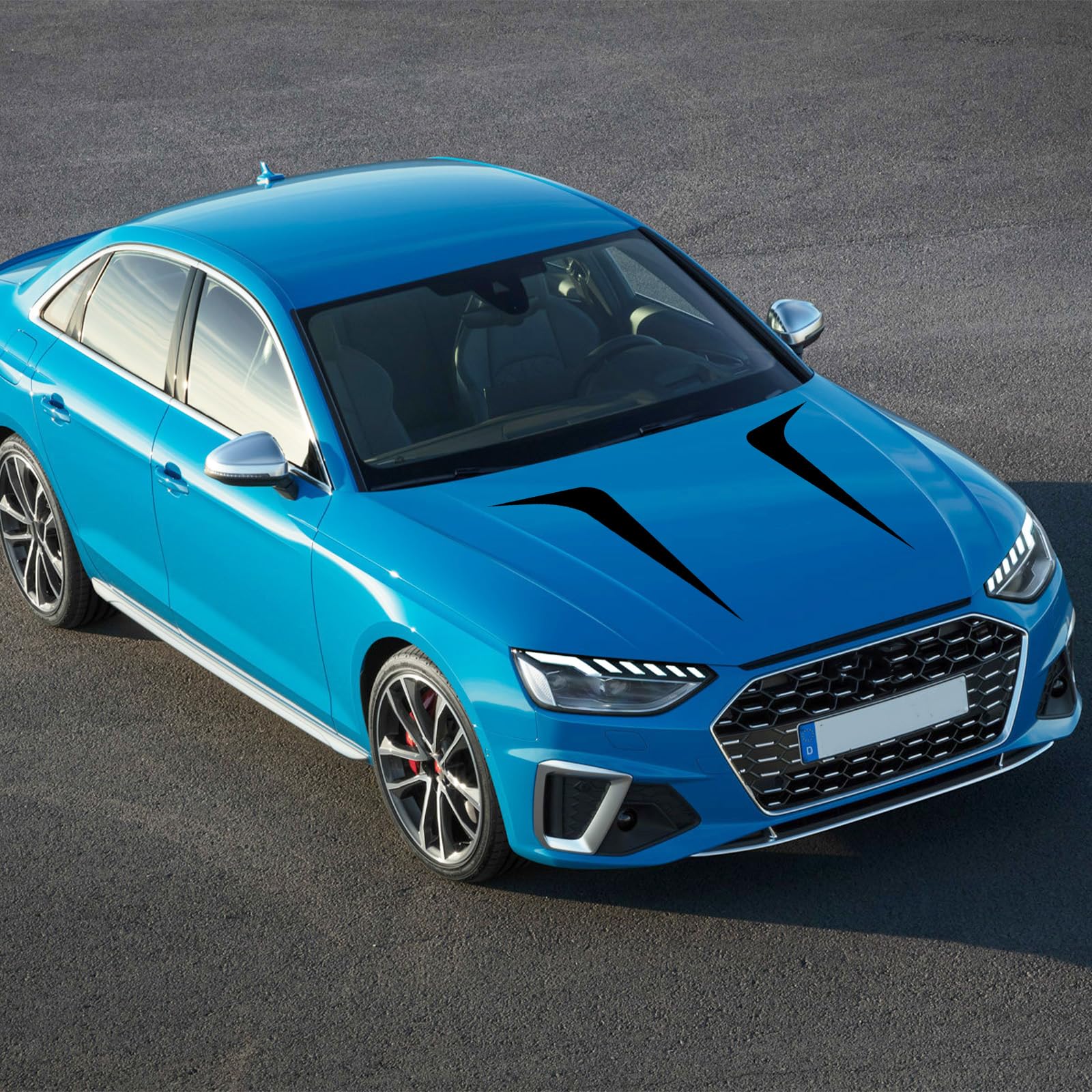 Lanzmyan 39.4''X7.3'' Vinyl Car Hood Stripes Sticker,Racing Stripes For Cars,Automotive Exterior Accessories Decoration 2Pcs(Black)