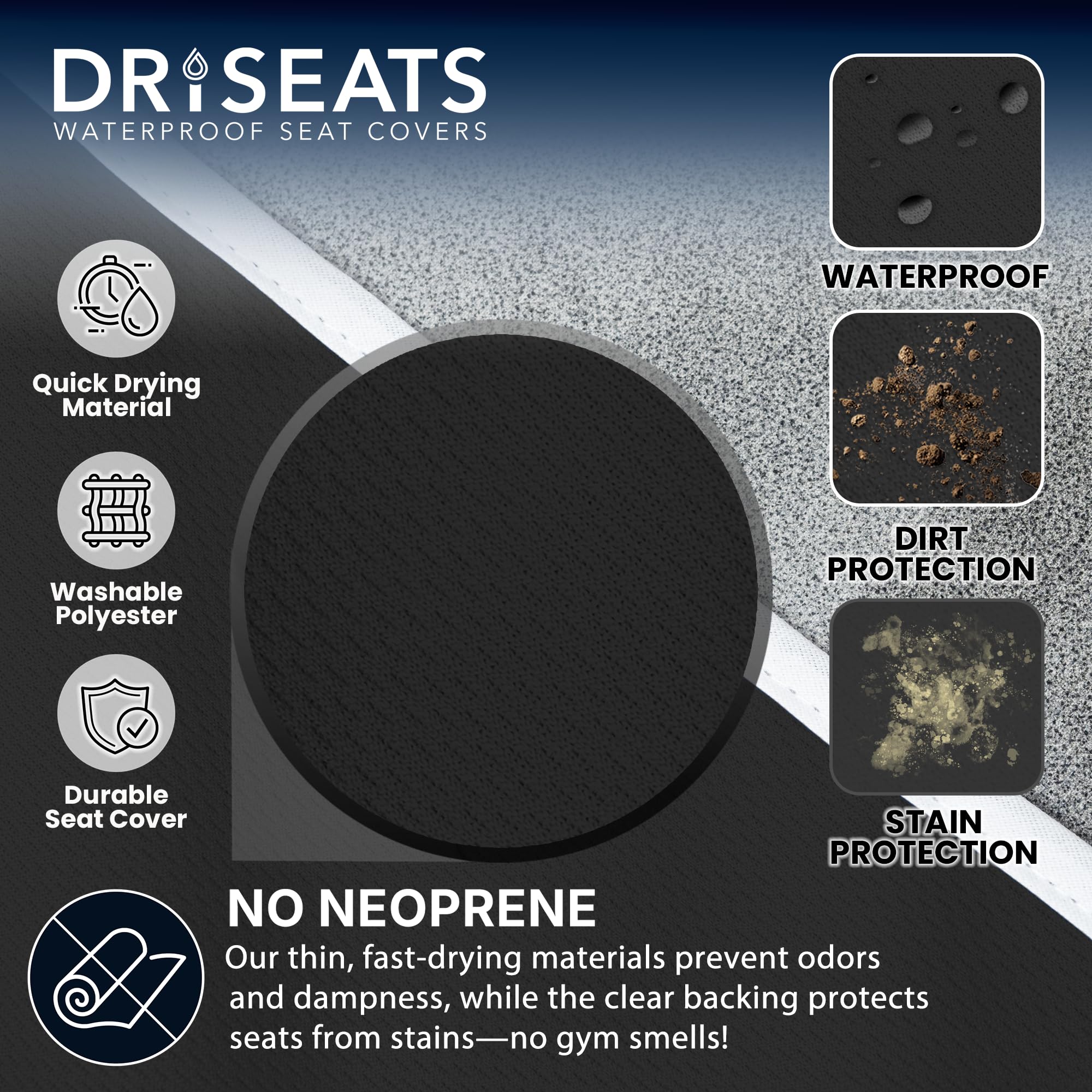 Dri Seats Waterproof Car Seat Cover - Premium Sweat Towel With Slip Resistant Backing For Front Seats In Cars, Trucks, Suvs - Un