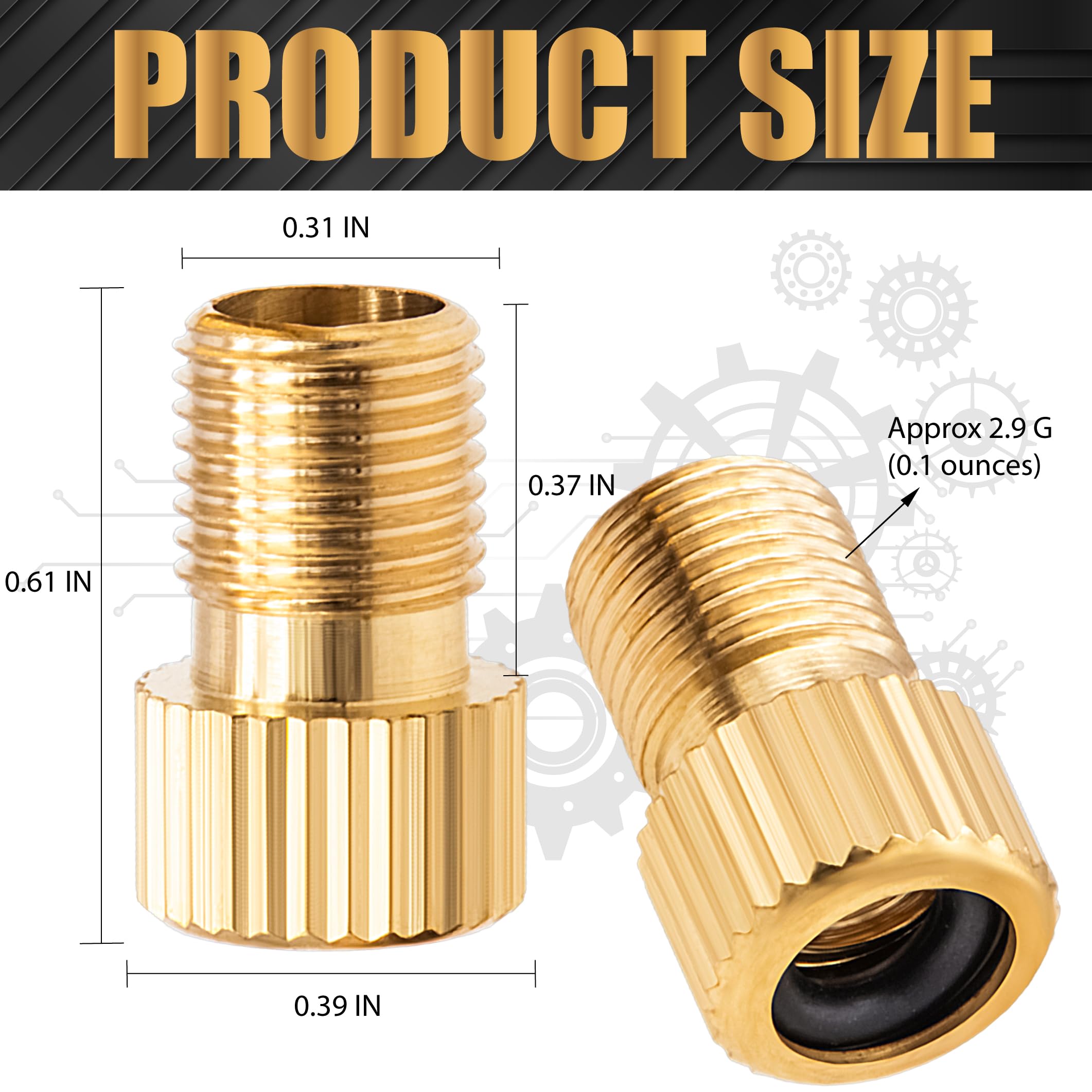 Meajoo 6Pcs Brass Presta Valve Adapter, Convert Presta To Schrader Adaptor, Inflate Tire Using Standard Pump Or Air Compressor F