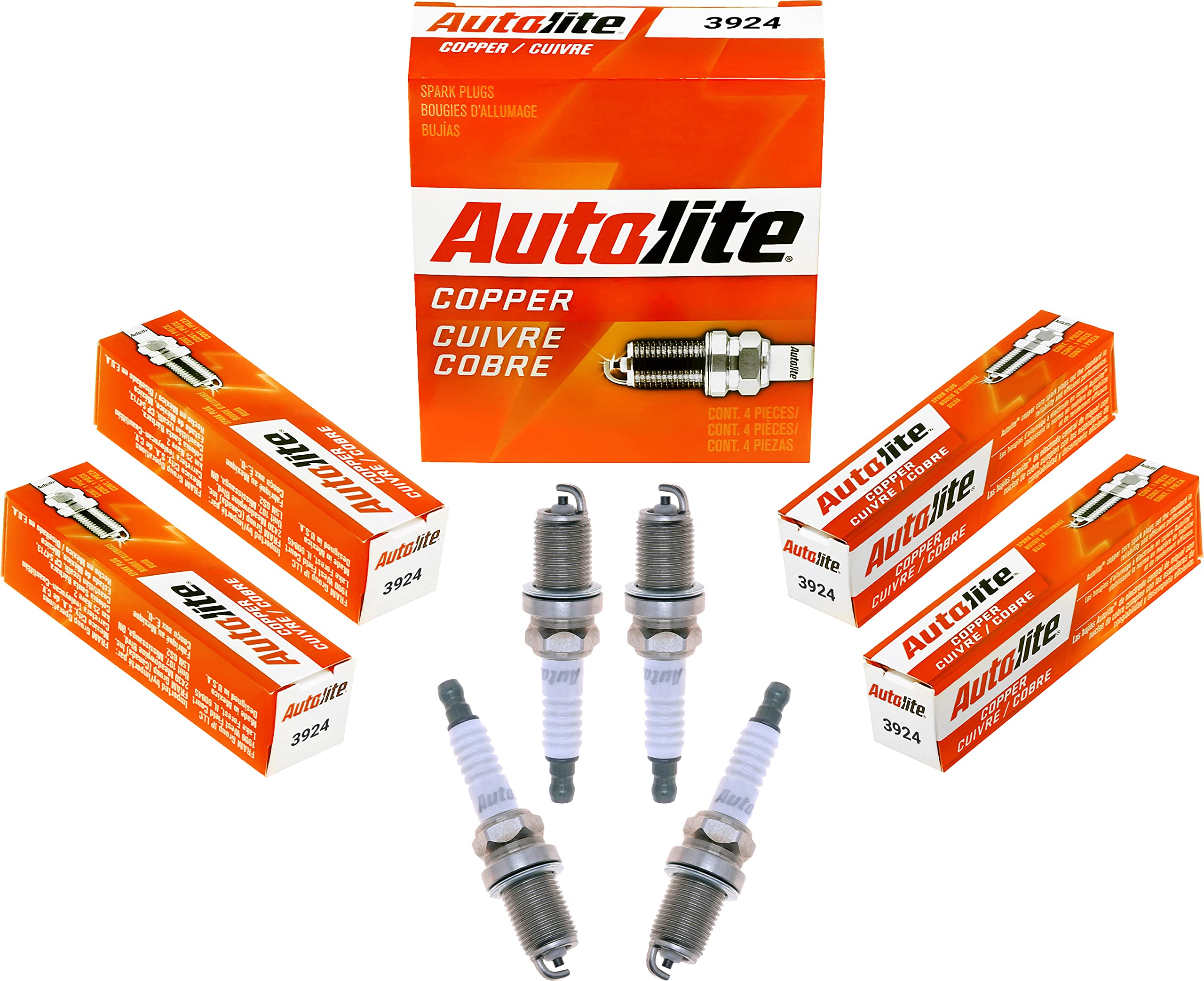 Autolite 3924 Copper Resistor Automotive Replacement Spark Plugs (4 Pack)