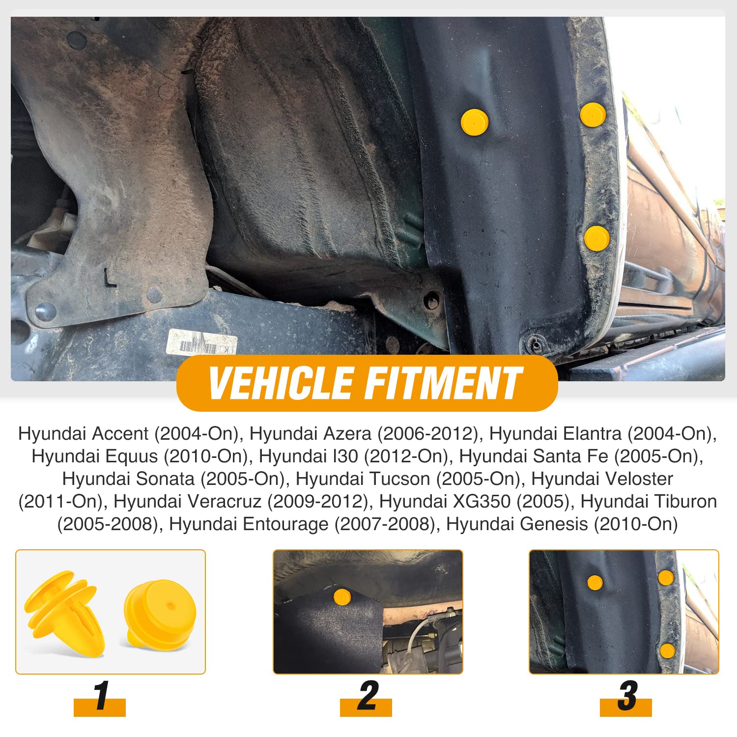 Gooacc 50Pcs 9.5Mm Hole Door Trim Panel Retainer Clips Compatible With Hyundai 82315-38000 Accent Azera Elantra Equus Santa Fe S