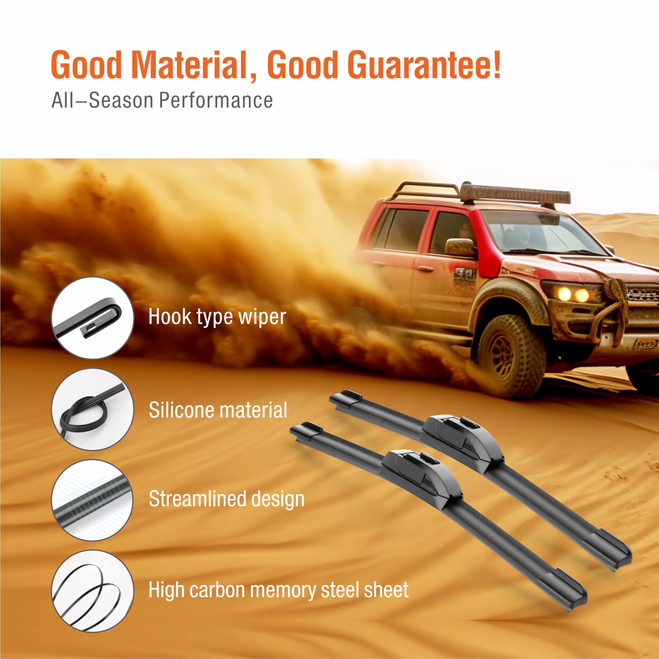 Wowiper Silicone Wiper Blades 26 20 Replacement For Toyota Camry 2023 2022 2021 2020 2019 2018 Highlander 2019-2008/Dodge Grand