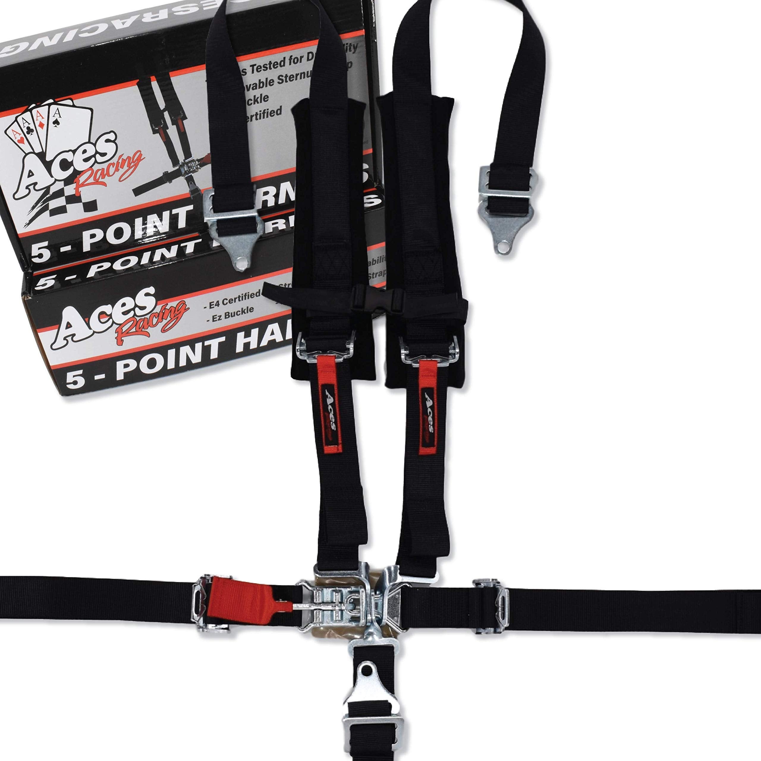 Aces Racing 5 Point Harness with 2 Inch Padding - Black, Model 5PHHarness