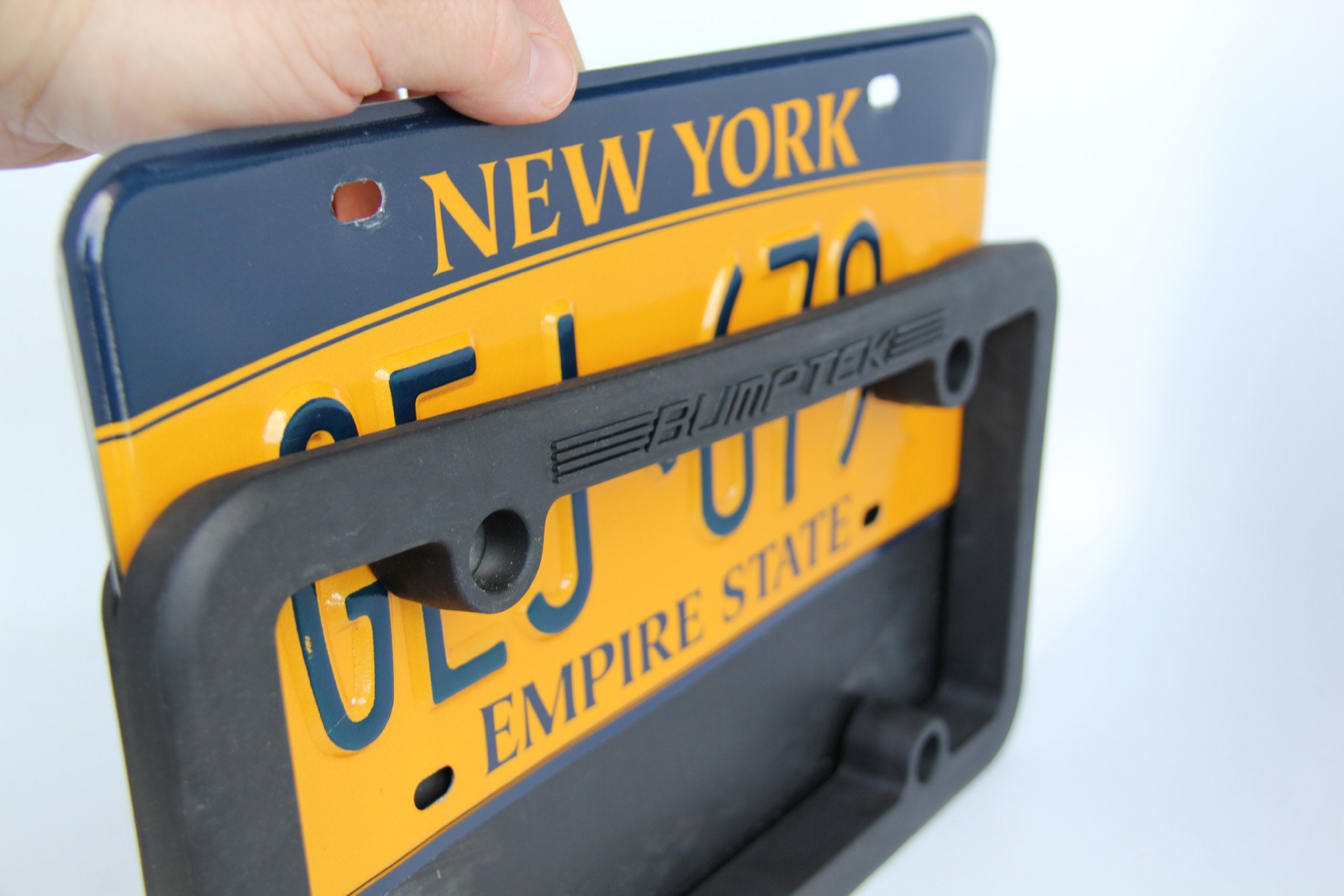Plate Pocket By Bumptek - Flexible Rubber Front Bumper Guard, Front Bumper Protection, License Plate Frame. Cushions Parking Bum