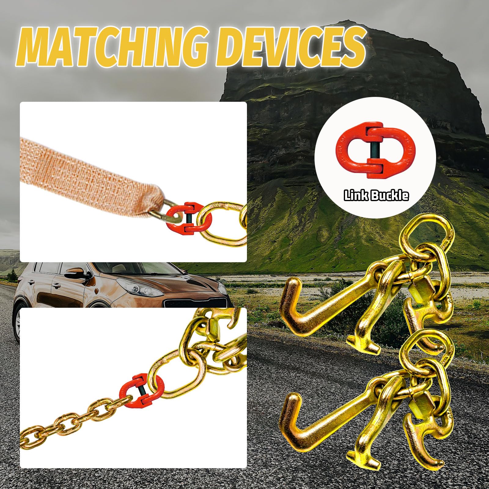 SENKEYFE RTJ Cluster Hooks 5400LBS, Towing Tie Down Cluster Hook 5/16'', G70 Tow Bridle Hook Truck Accessories Equipment, J Hook