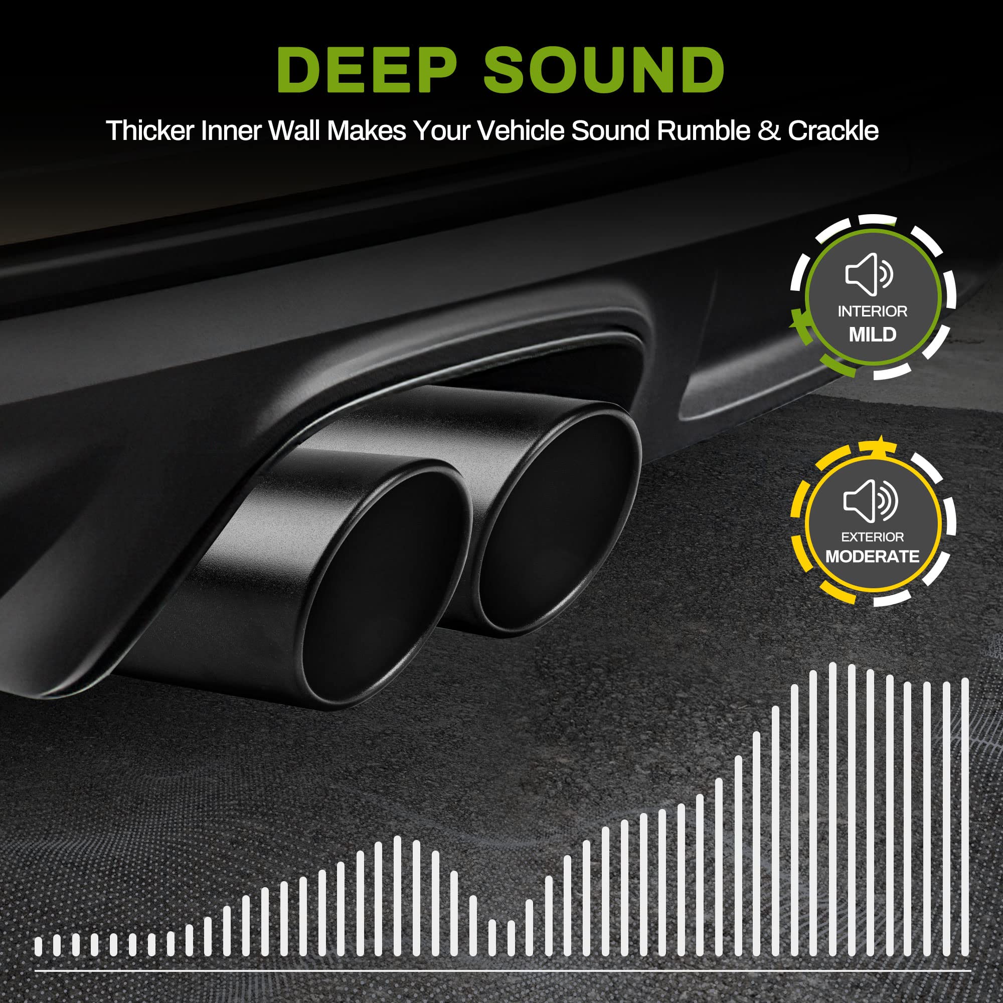 Autosaver88 3 Inch Inlet Exhaust Tip, 3'' Inlet 6'' Outlet 15'' Long Stainless Steel Exhaust Tips, Black Powder Coated Finish Ta