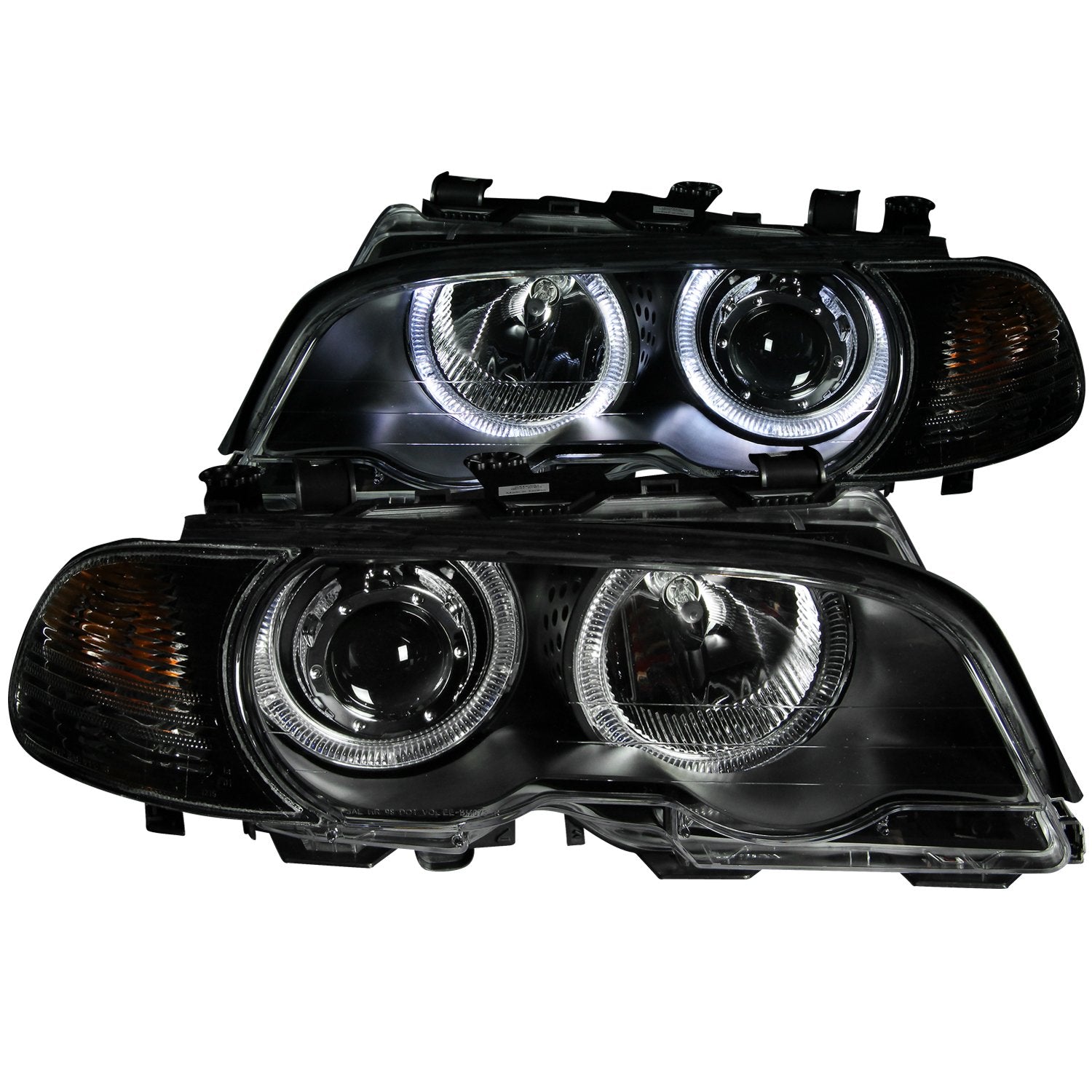 Anzo Usa 121269 Bmw Projector With Halo Black Clear With Amber Headlight Assembly - (Sold In Pairs)