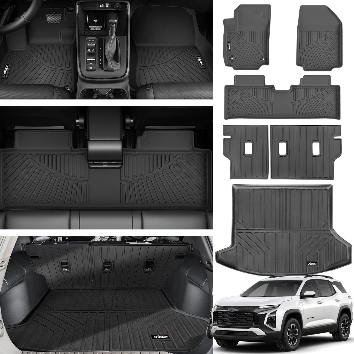 Floor Mats For 2025 Chevrolet Equinox Fuel (Not For Ev) Trunk Mat With Backrest Mat All Weather Tpe Rubber Floor Liner Set Cargo