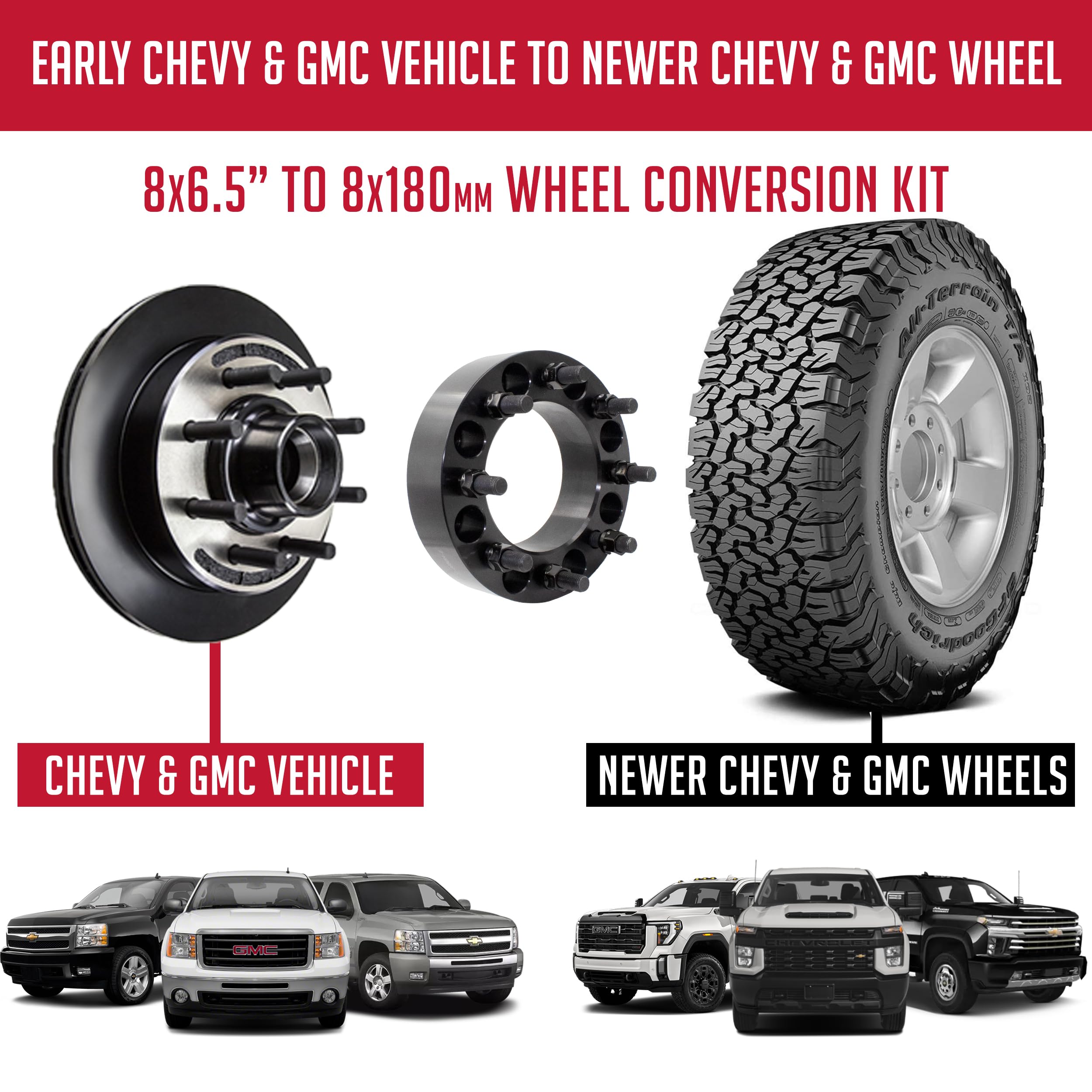 Wheel Accessories Parts 2 Pc Hub Centric Wheel Spacers 8 On 6.50 2.00 Thick M14X1.5 14X1.5 Thread Stud Fits Adapts 2011+ Siverad
