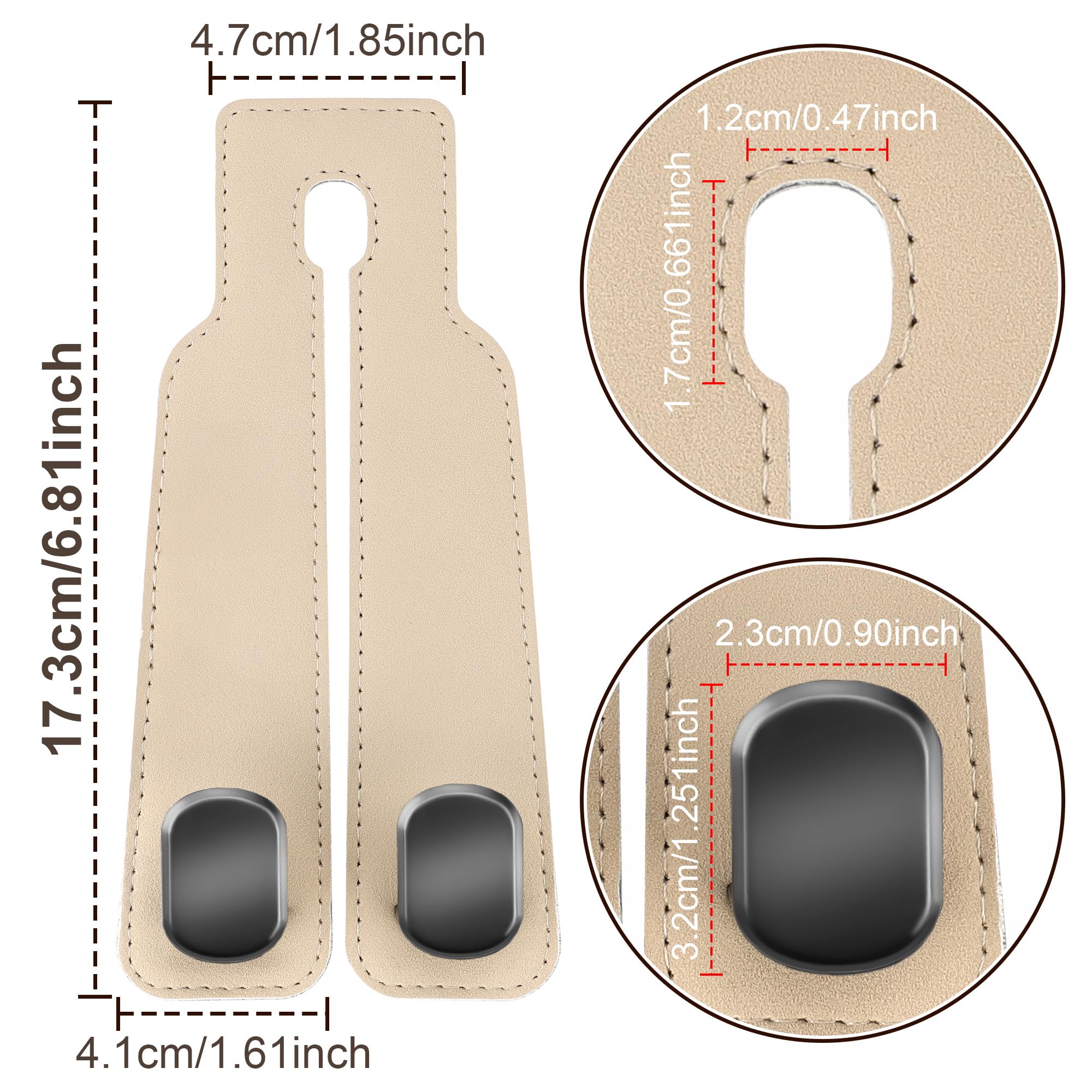 Amelity Car Seat Hooks For Headrest, Car Back Seat Headrest Hooks, Car Seat Hooks For Purses And Bags, Headrest Hooks (Beige-4 P