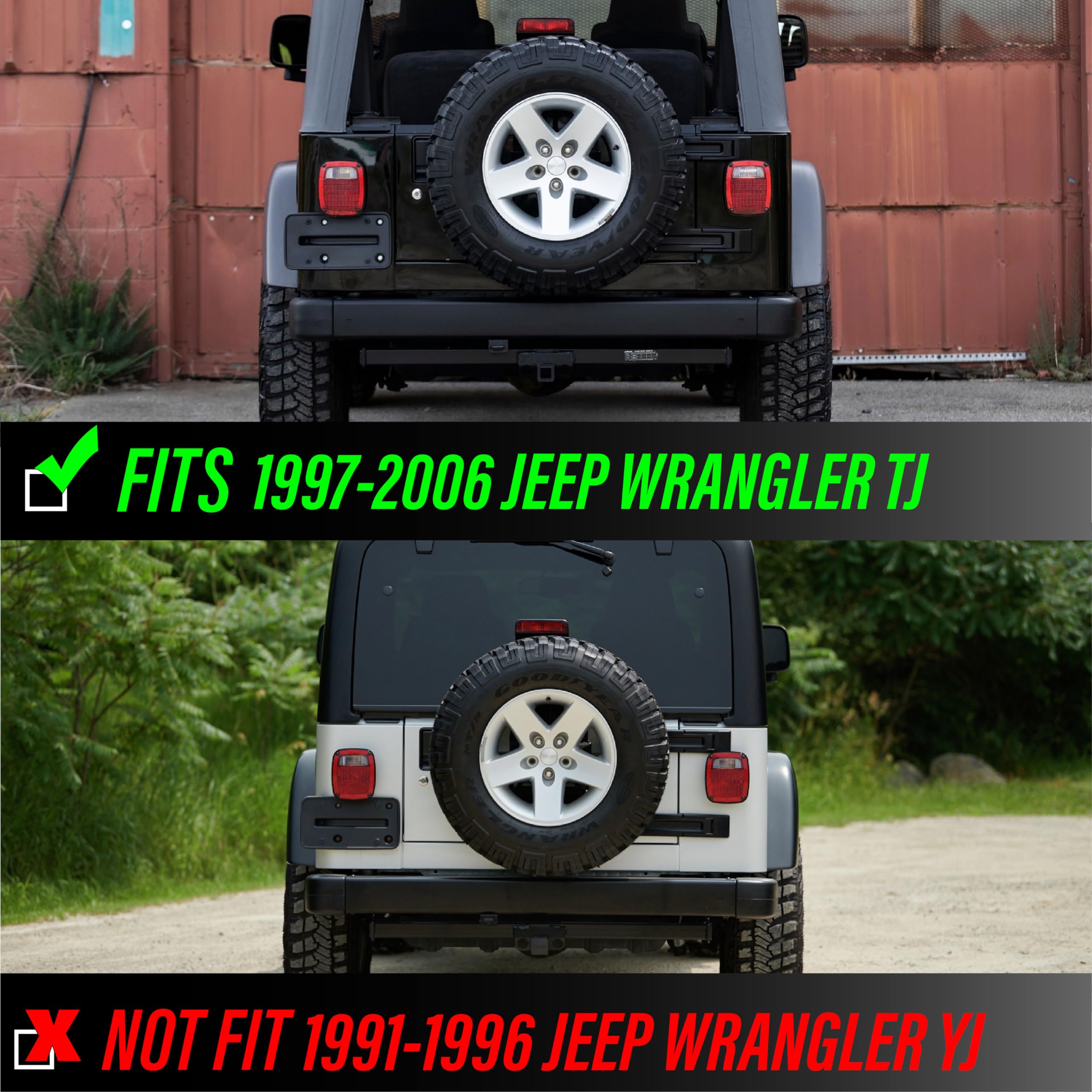 Usr Tj Tail Lights - Full Led Smoke Rear Brake Stop Turn Signal Reverse Backup Tail Lamps Set (Left + Right) For 1997-2006 Wrang