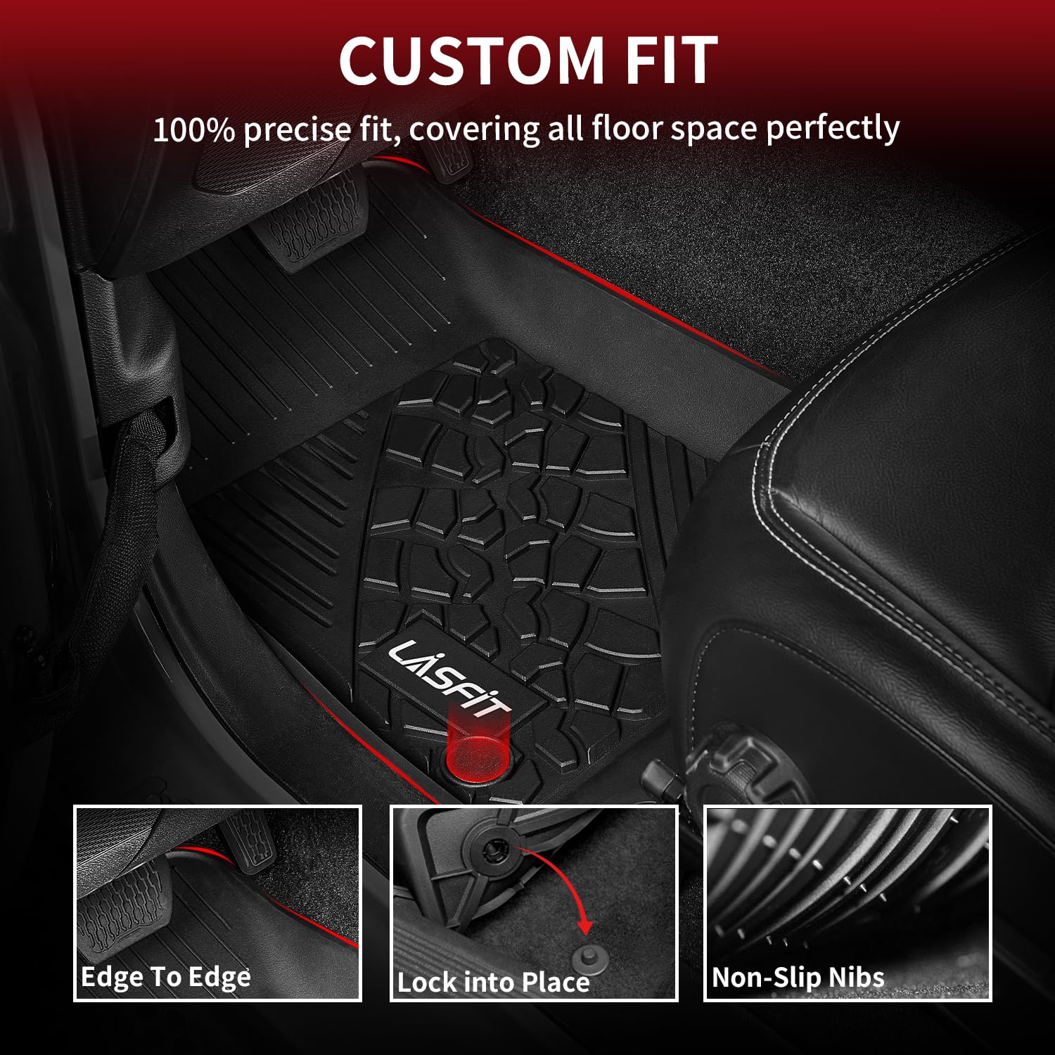 Lasfit Floor Mats & Cargo Mats Fit For 2018-2024 Jeep Wrangler Jl Unlimited 4 Door Without Subwoofer Only (Not Fit For Jk Or 4Xe
