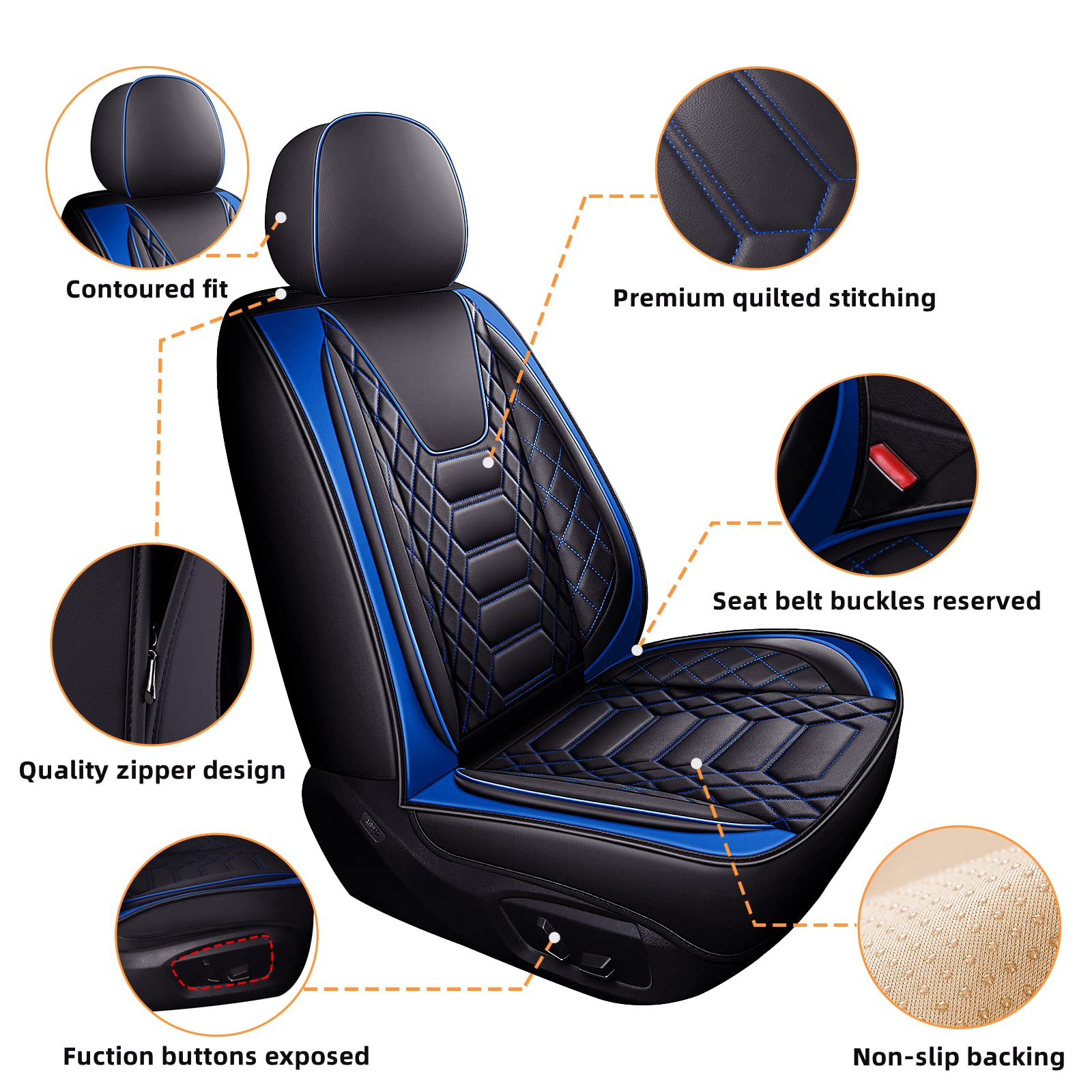 Freesoo Car Seat Covers Front Only 2Pcs, Leather Driver Seat Cover Protector Airbag Compatible Universal Fit For Sedan Suv Pick-