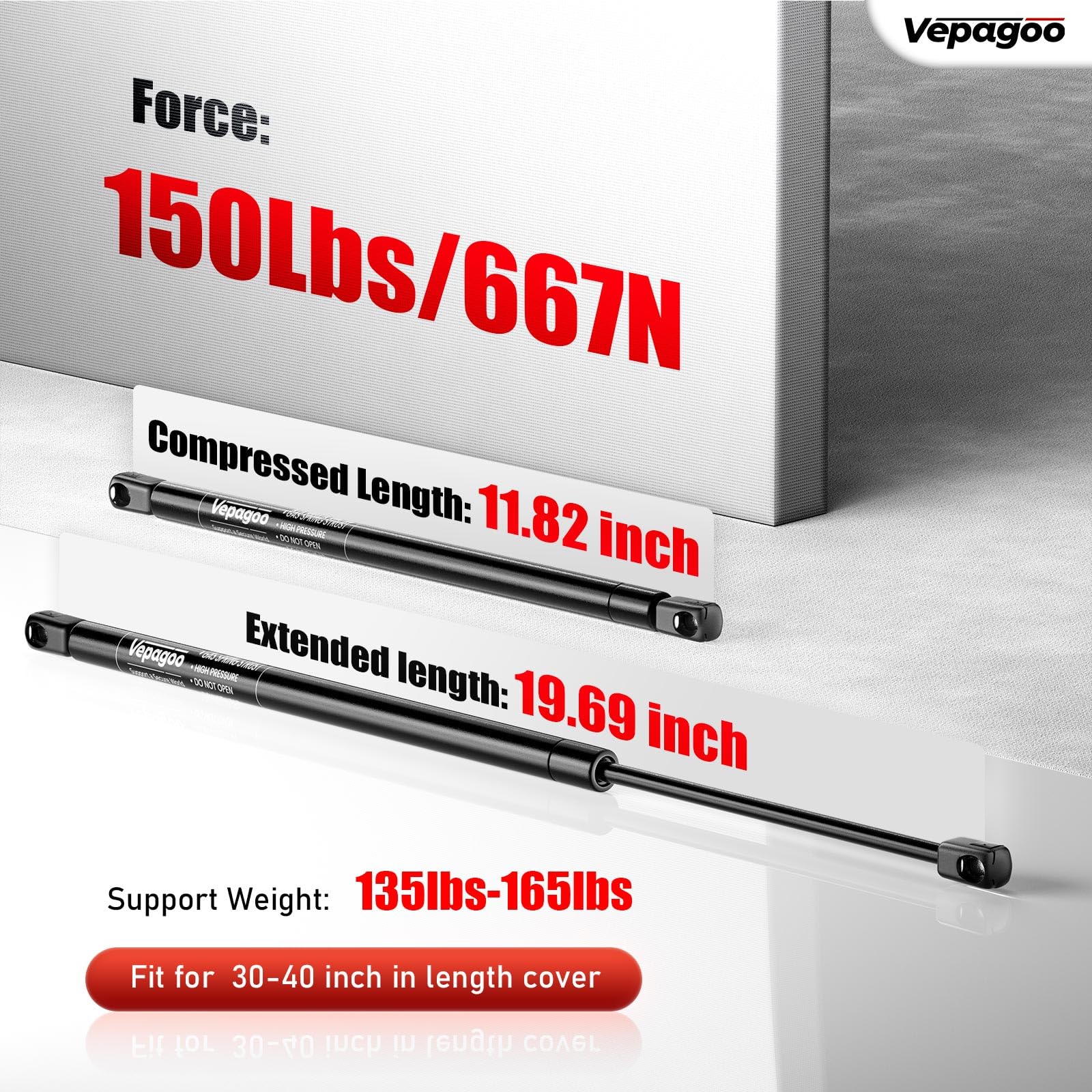 Vepagoo Gas Struts 20 Inch 150Lb/667N Shocks Spring Lift Support for RV Bed Camper The Door Tonneau Cover Mattress Travel Traile