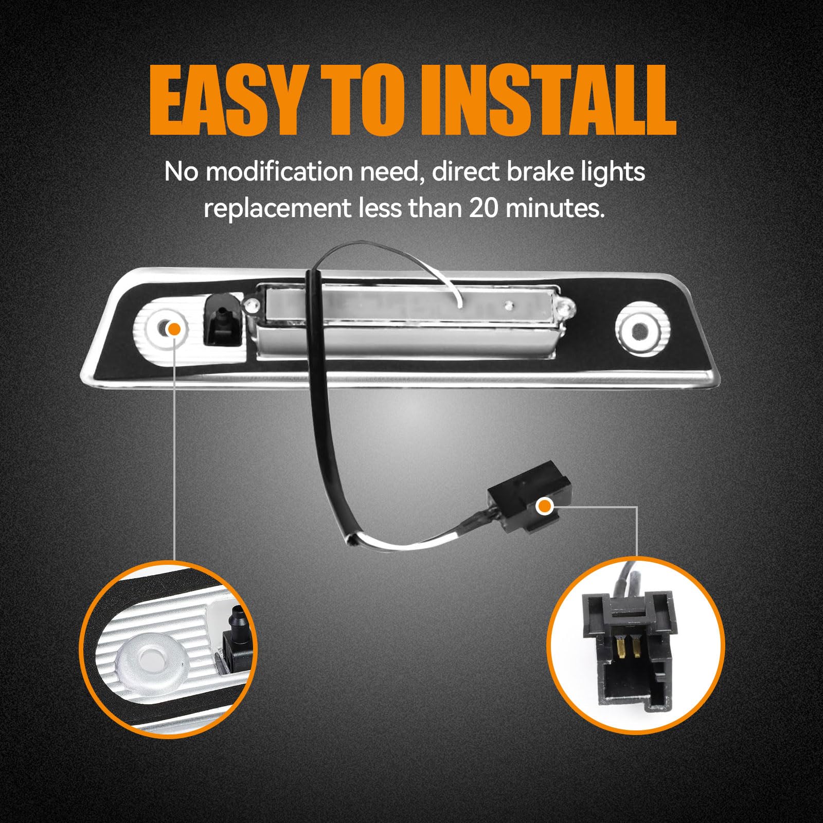 Cxdar Third 3Rd Brake Light Led For 2008-2012 Jeep Liberty, High Mount Rear Brake Lights Assembly For 08-12 Liberty, Waterproof