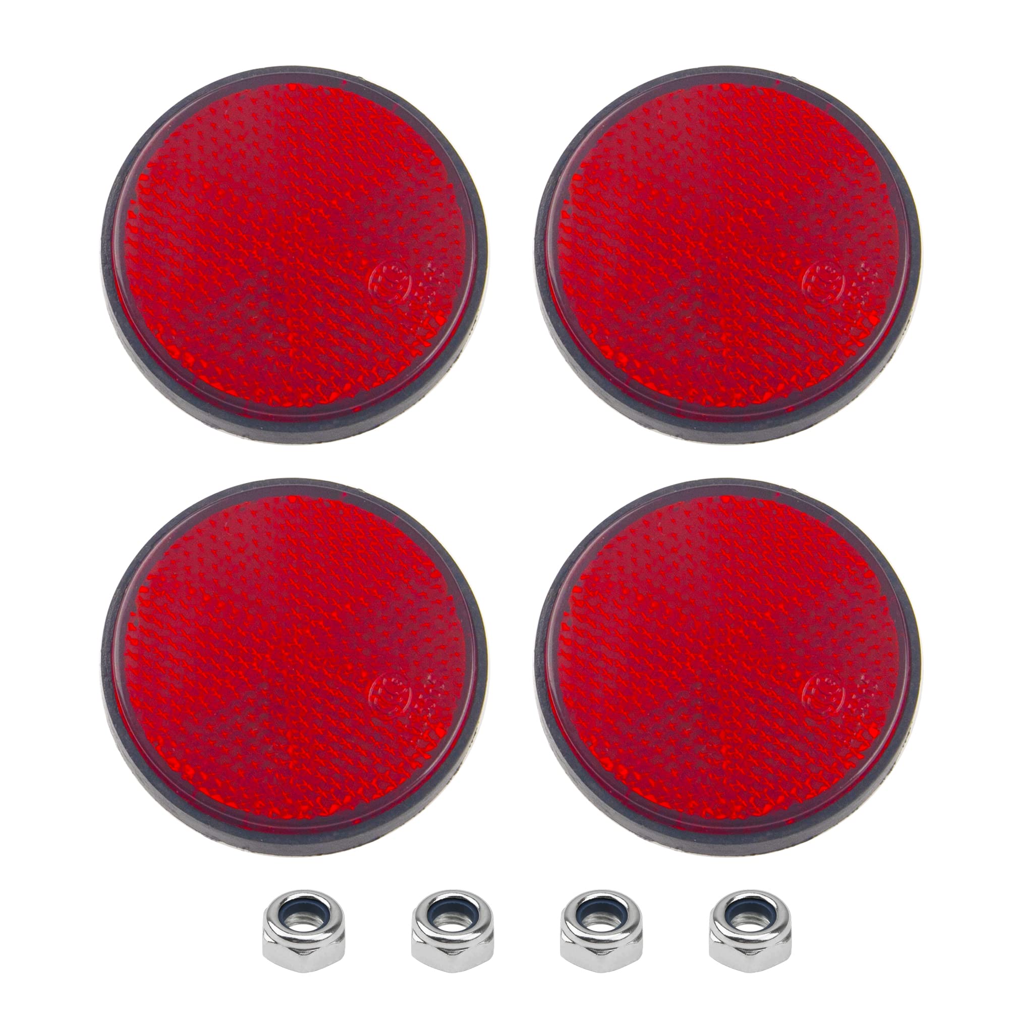 Rrina 4Pcs Red Plastic Reflective Warning Round Reflector For Motorcycle Bike