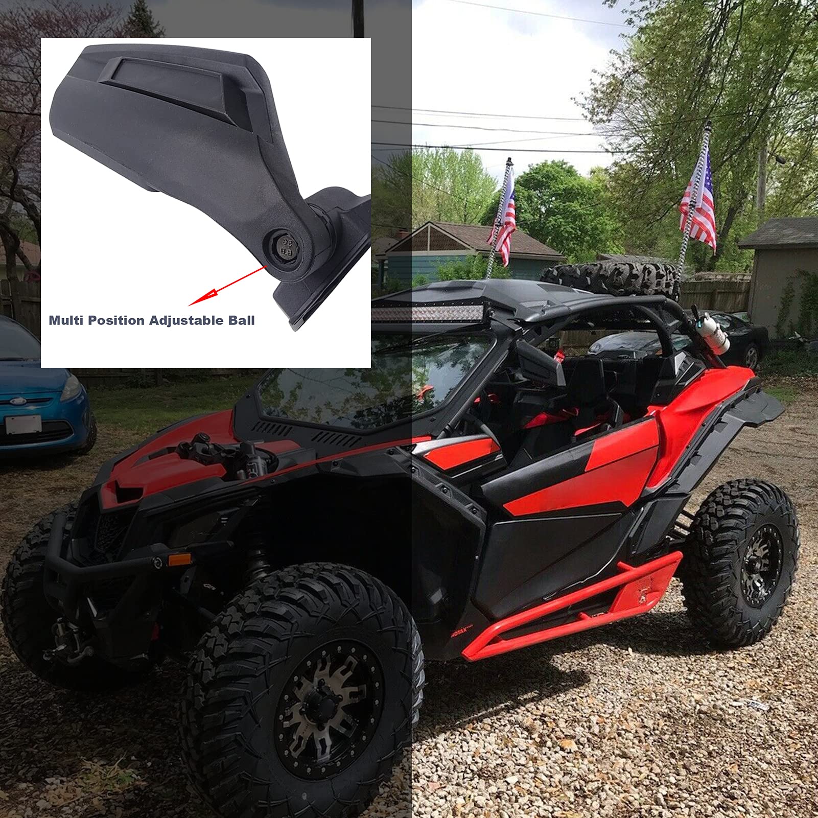 Wsays Maverick X3 Side Mirror Rear View Racing Style Compatible with Can Am Maverick X3 XRS XDS MAX Off-road 2017 2018 2019 2020