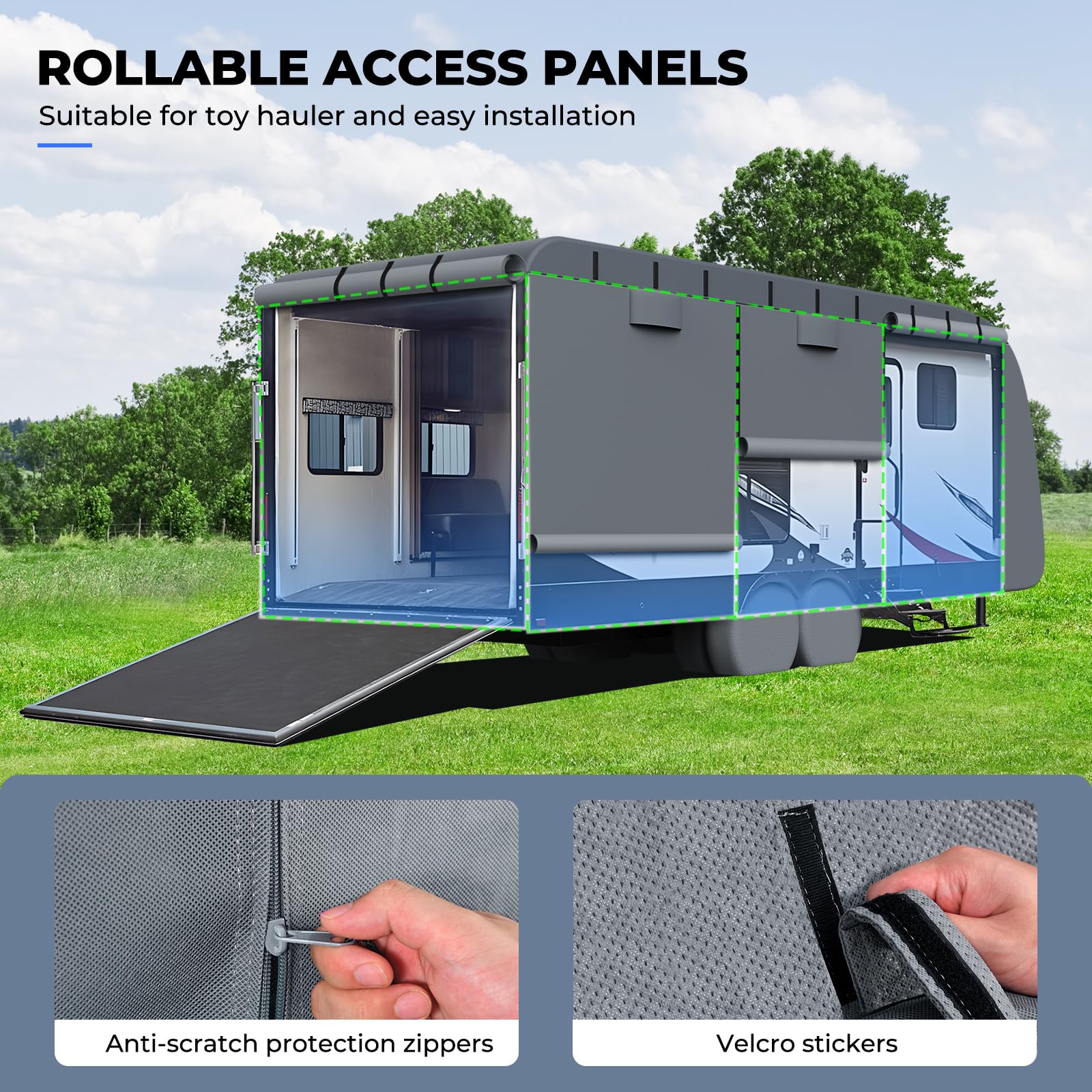 Rvmasking Rv Cover, 7 Layers Travel Trailer Cover With 4 Tire Covers For 26'1''-28'6'', Heavy Duty Windproof Rip-Stop Anti-Uv Ca