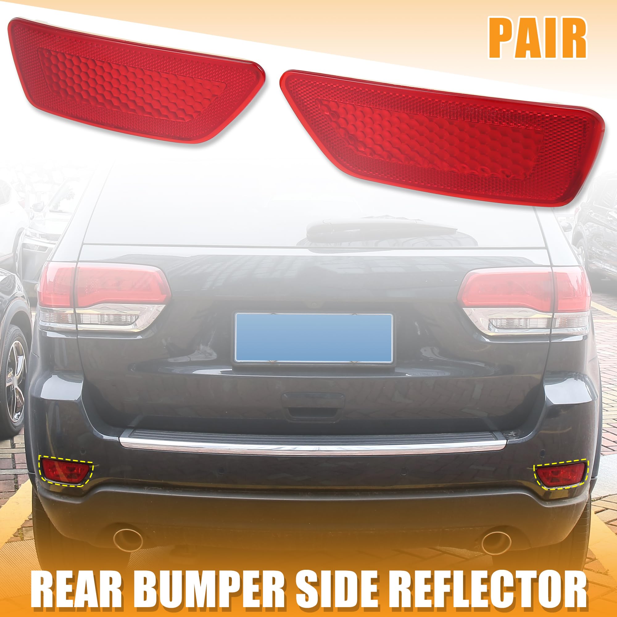 X Autohaux Pair Rear Bumper Reflector Side Marker 57010720A 57010721Ac For Jeep Grand Cherokee 2011-2020 Compass 2011-2016 For D