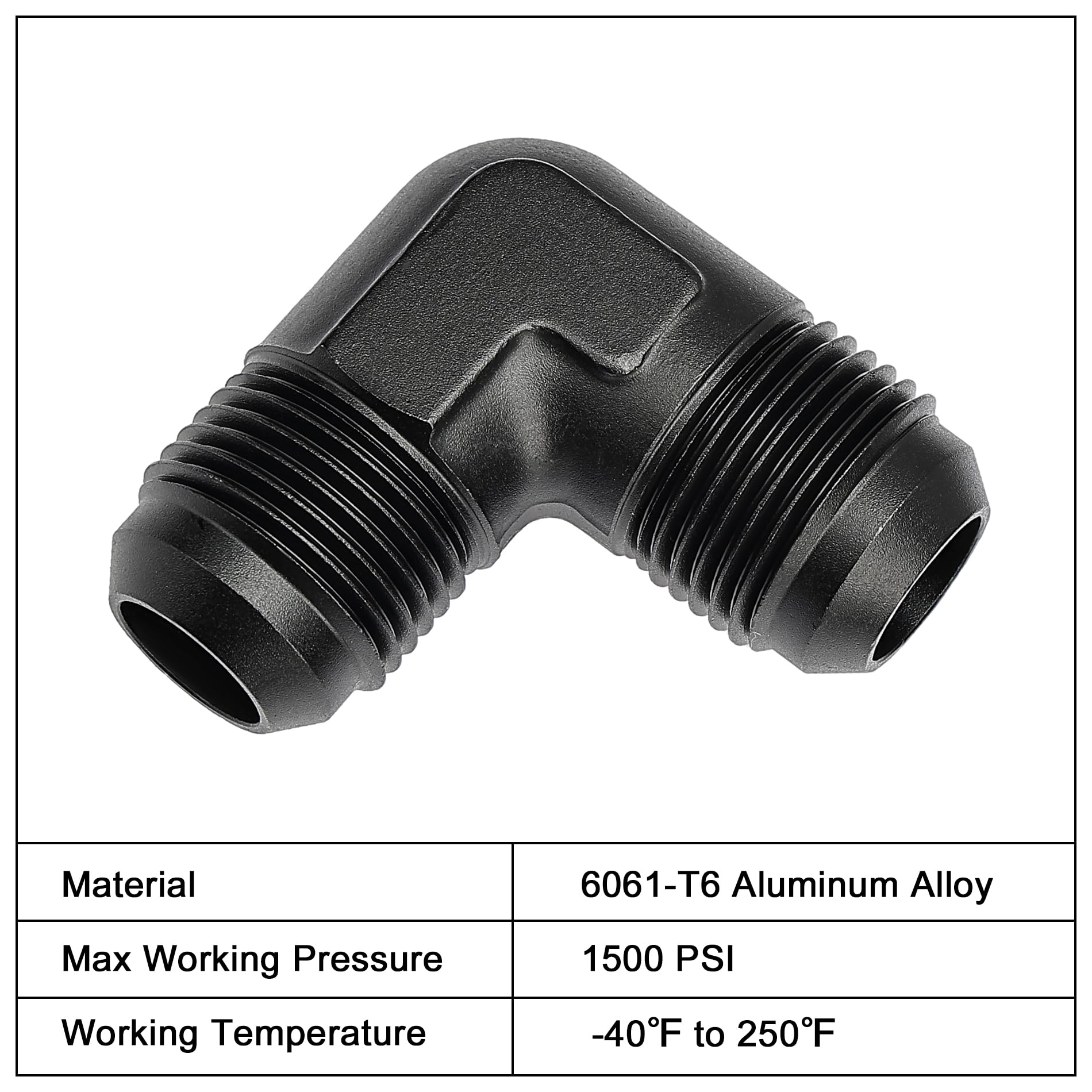 EVIL ENERGY 10AN Male to Male Flare 90 Degree Union Coupler Fitting Coupling Aluminum Black