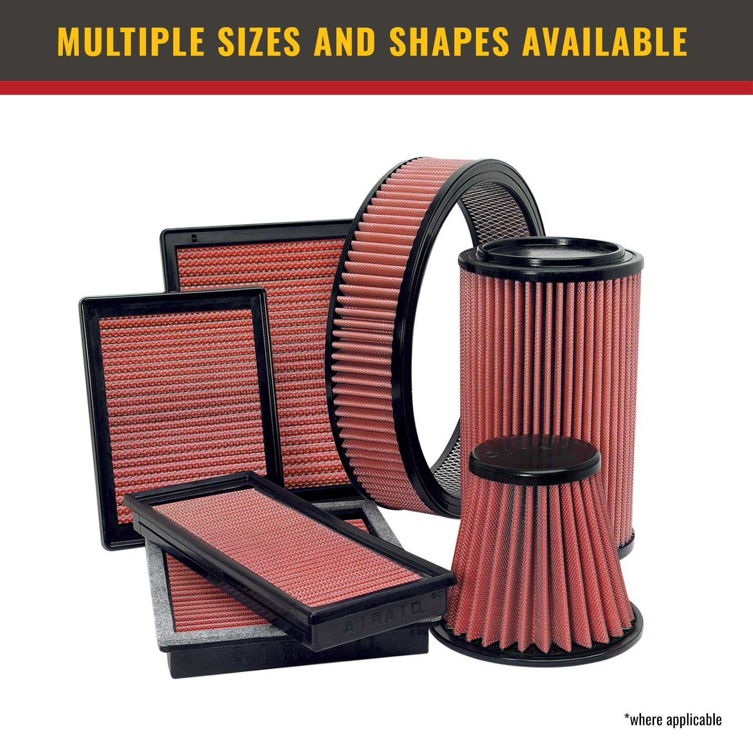 Airaid Air-700-469 700-469 Universal Clamp-On Air Filter: Round Tapered; 6 In (152 Mm) Flange Id; 9 In (229 Mm) Height; 7.25 In (184 Mm) Base; 5 In (127 Mm) Top