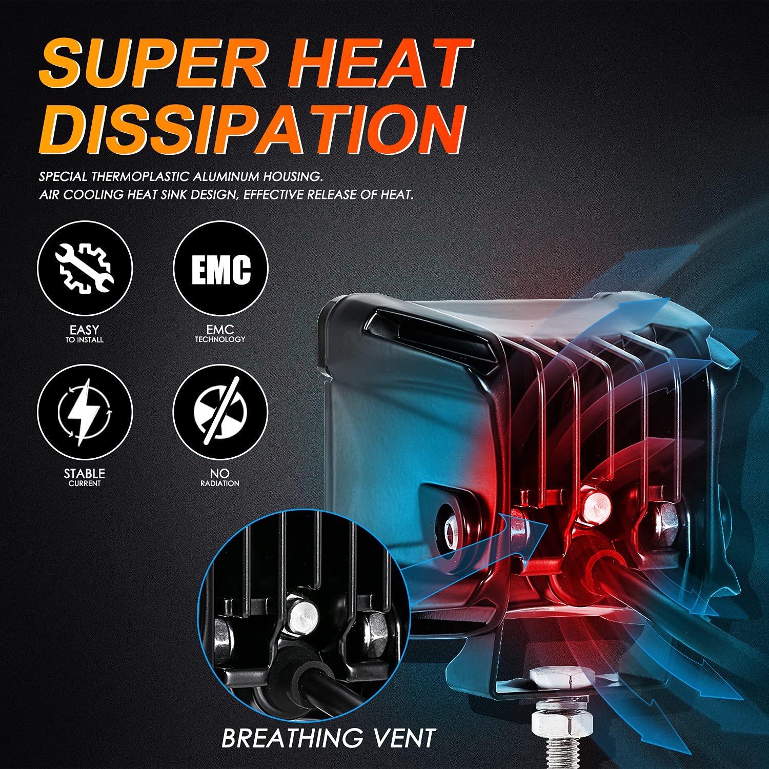 Auxbeam Fa Series 3 Inch Led Pods Flood Beam 40W 4800Lm Offroad Cube Light Bar Square Ditch Lights Backup Reverse For Trucks, At