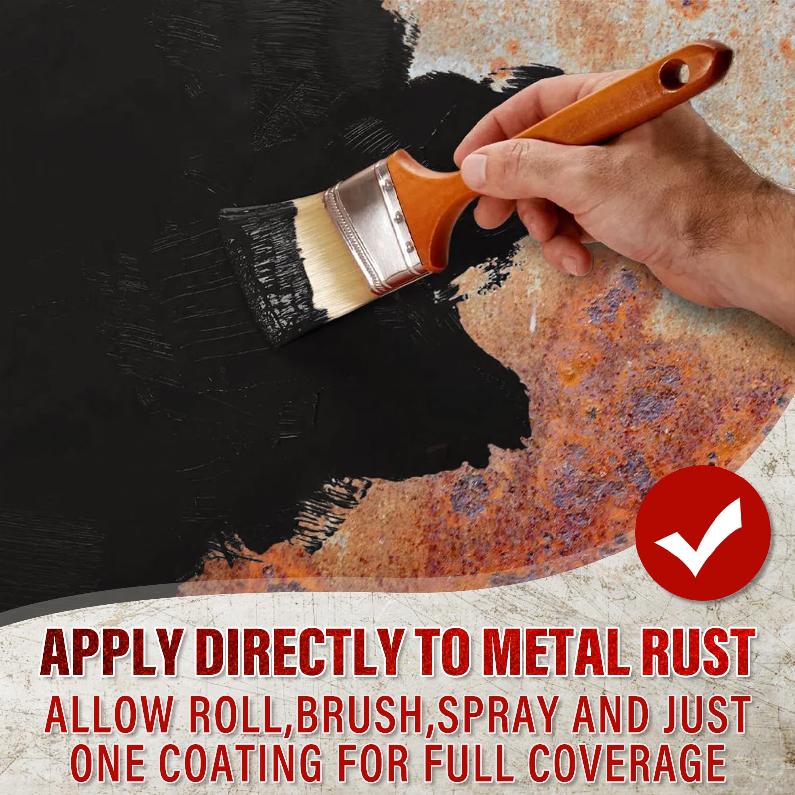 Smaphy 2-In-1 Rust Converter & Metal Primer Semi-Gloss Black, Rust Preventive Paint For Maximum Rust Protection, Uv Resistance A