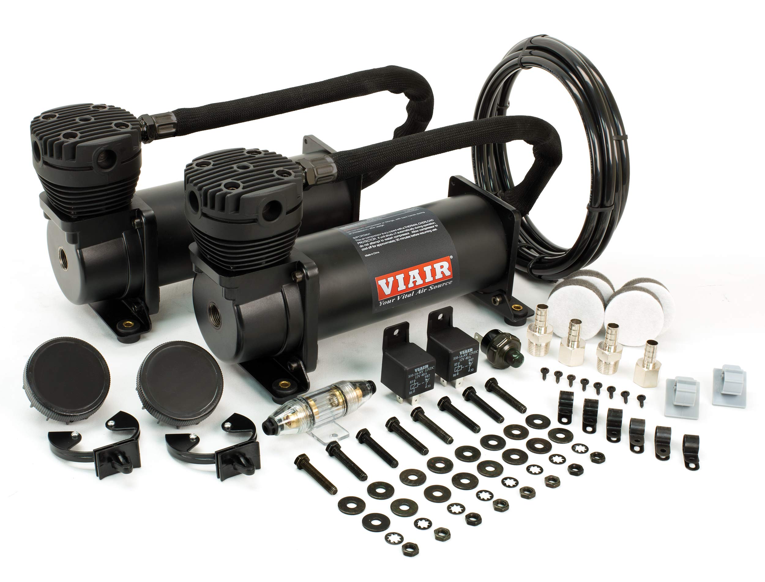 Dual Stealth Black 480C Value Pack (200 Psi, 480C/2, 165/200 P. Switch, 40 Amp Relay/2, Fuse Holder)