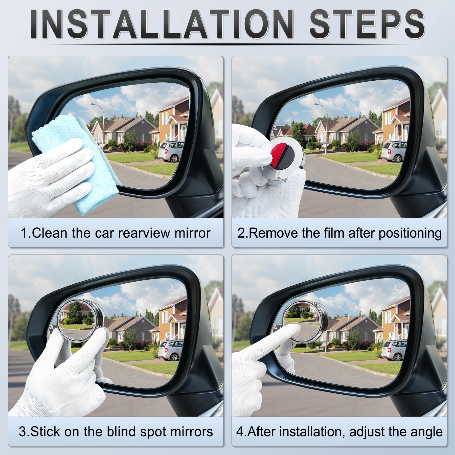 Livtee Blind Spot Mirror, 2'' Round Hd Glass Frameless Convex, 2Pack Side Mirror Blind Spot, Rear View Mirrors Exterior Accessor