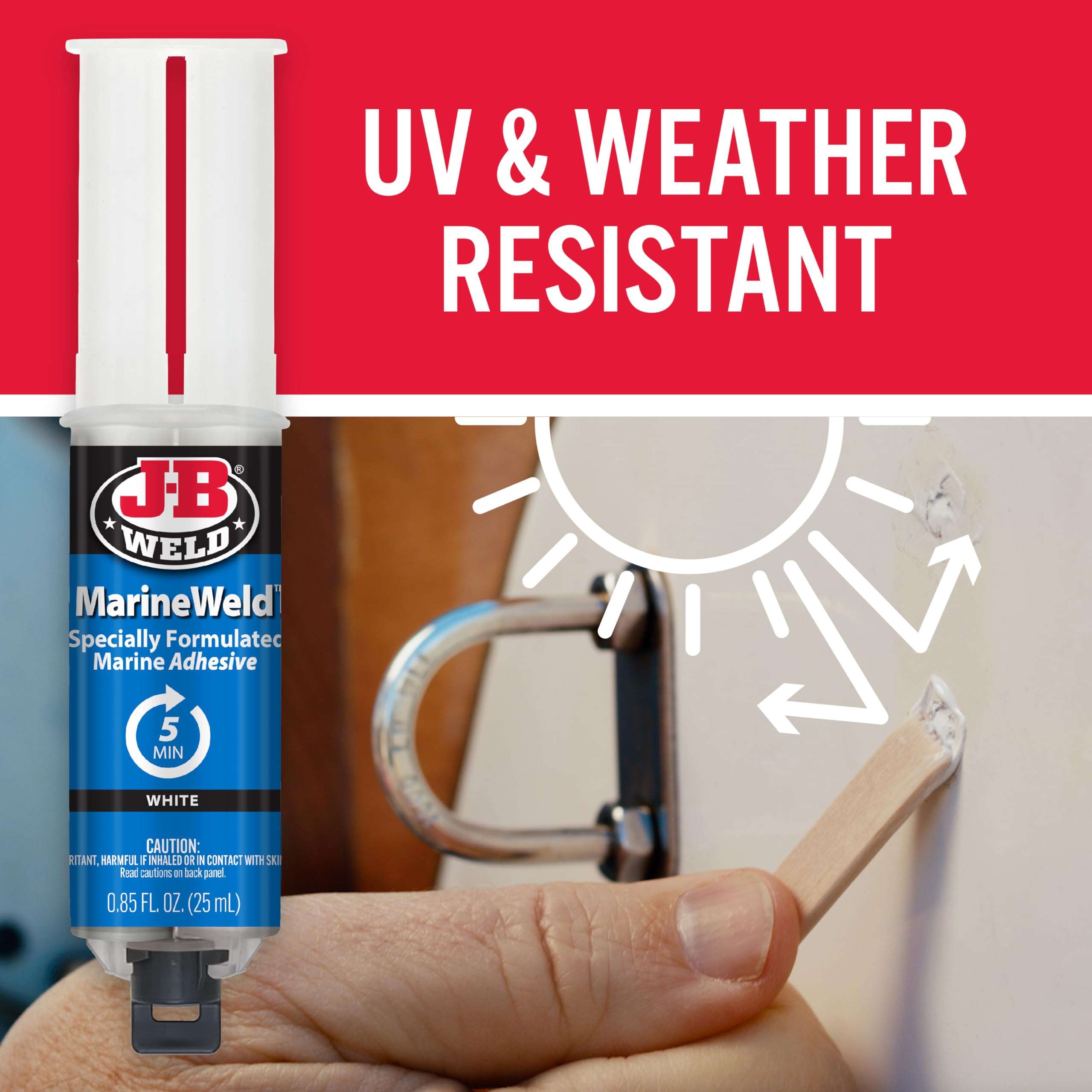 J-B Weld Marineweld Syringe 2-Pack, White, Uv Resistant, High-Strength & Impact Resistant, 25Ml 2-Pack, 50172-2