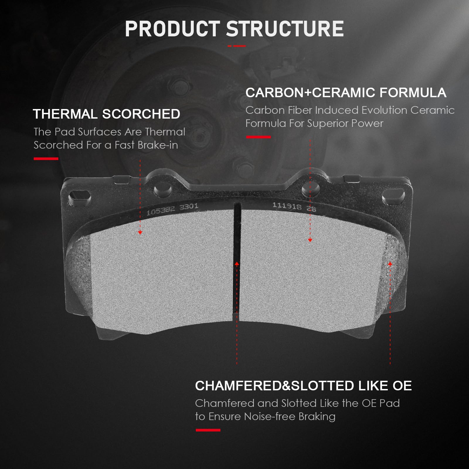 Cciyu D1119 D1120 Ceramic Front Rear Brake Pad Set Fit For 2006-2010 For Hummer H3,2009-2010 For Hummer H3T