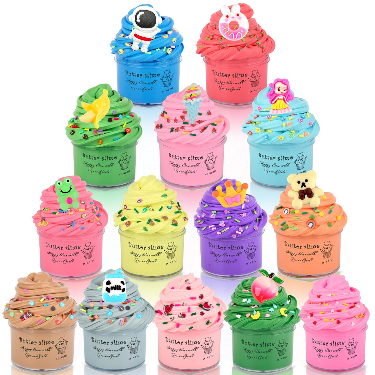 Butter Slime Set For Party Favors, 14 Pack Butter Slime Kit For Kids, Diy Putty Stress Relief Toy For Girls And Boys