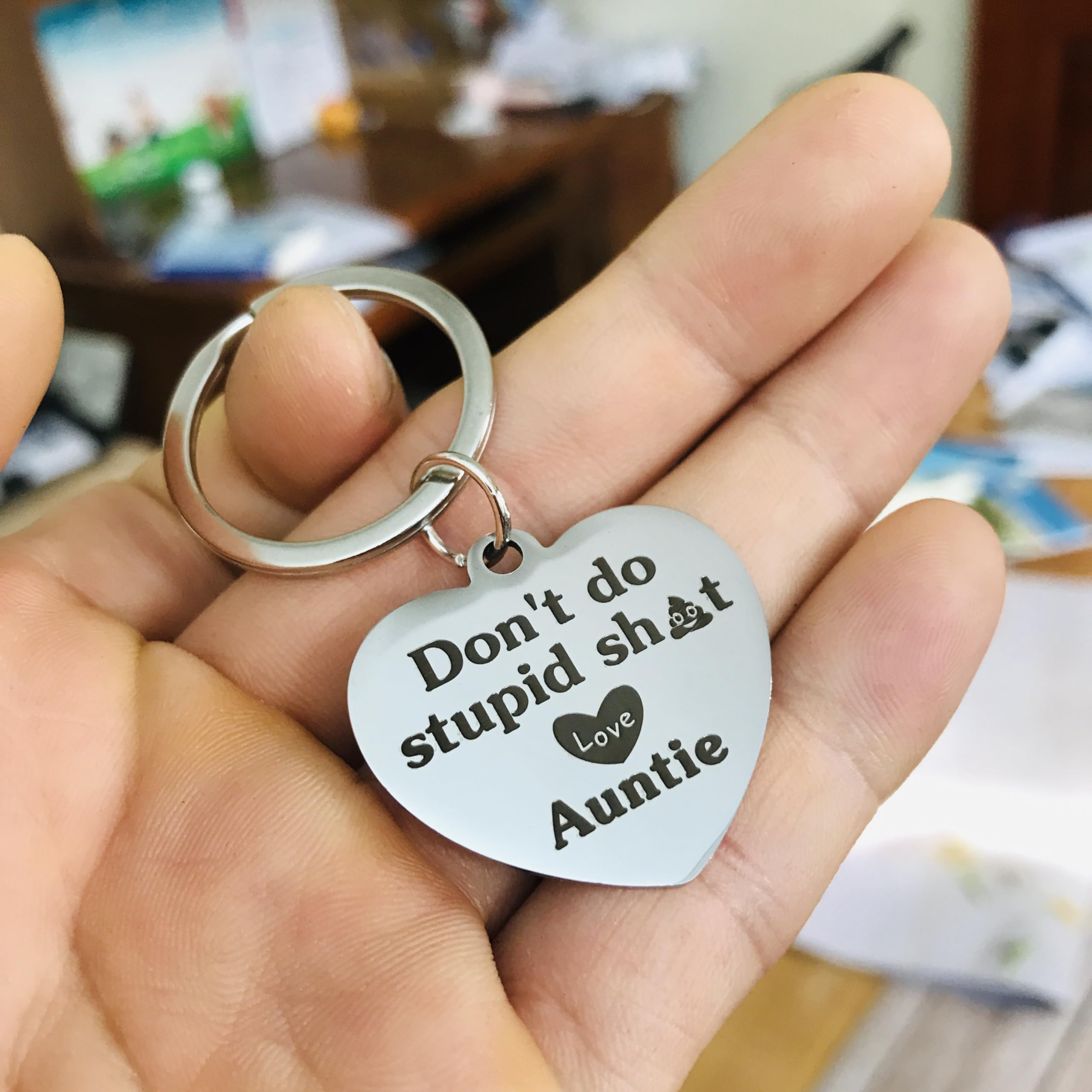 Funny Gifts For Nephew Niece From Aunt Don'T Do Stupid Sh*T Love Auntie Keychain For Teenage Teen Boys Girls Mother'S Day Father