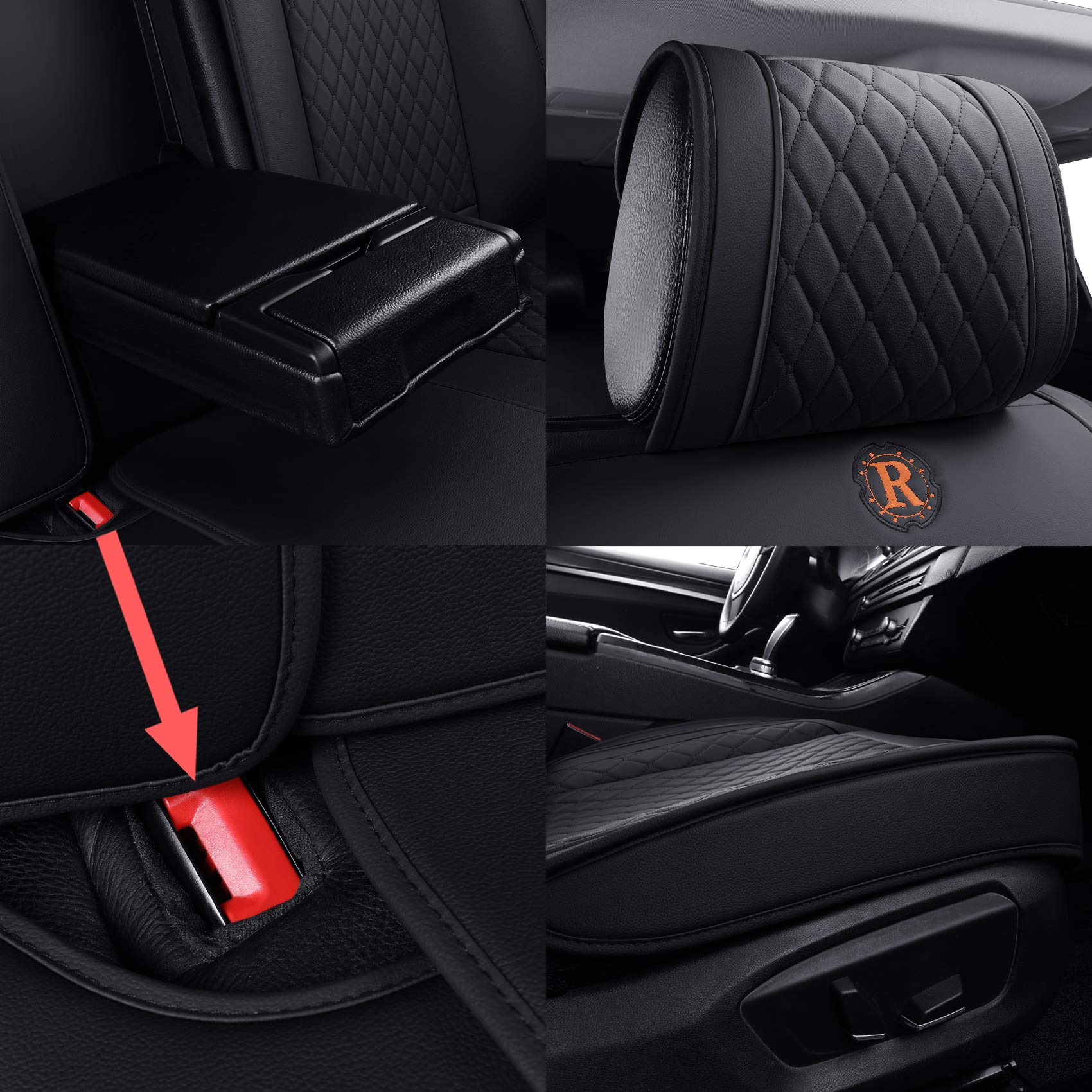 Aierxuan 5 Car Seat Covers Full Set Waterproof Leather Universal Fit For Kia Soul Sorento Hyundai Elantra Civic Jeep Wrangler Sa